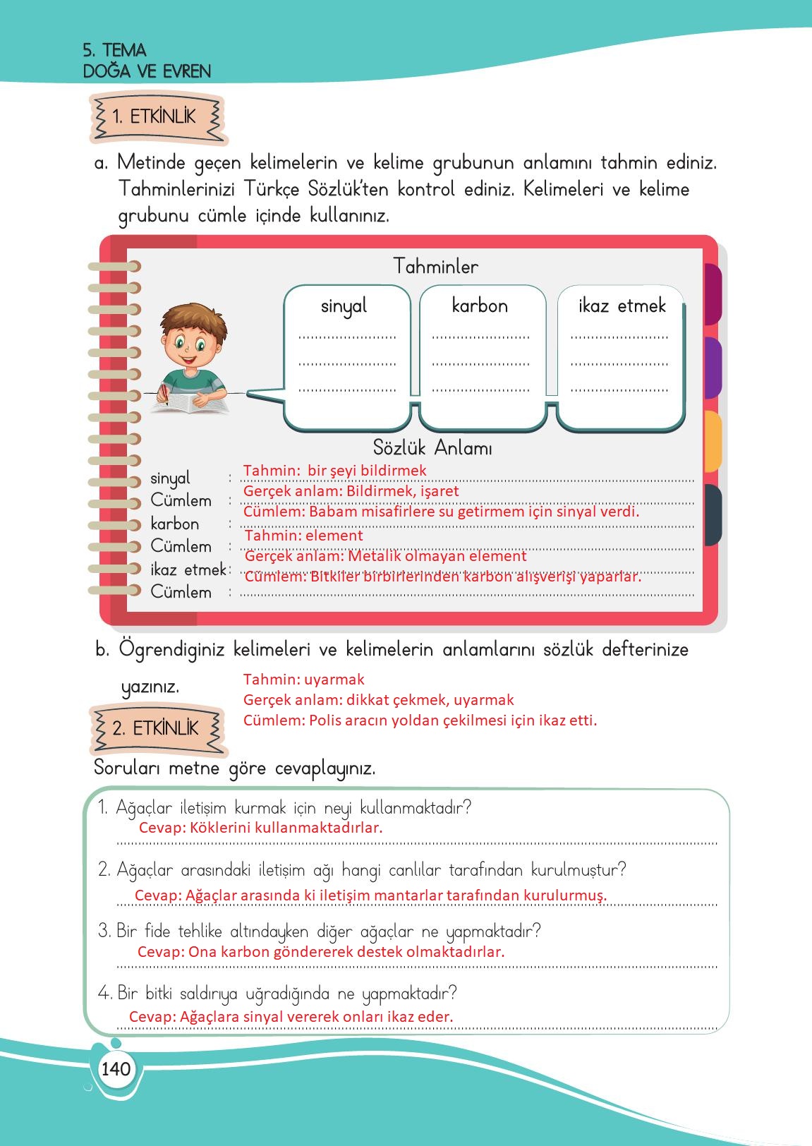 4. Sınıf Meb Yayınları Türkçe Ders Kitabı Sayfa 140 Cevapları
