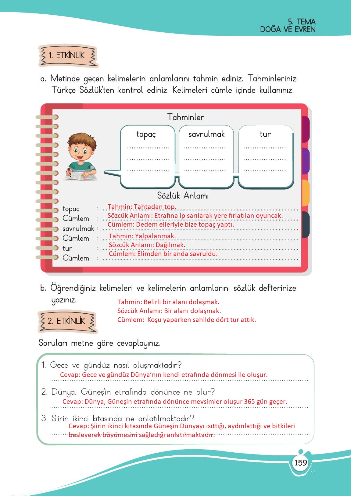 4. Sınıf Meb Yayınları Türkçe Ders Kitabı Sayfa 159 Cevapları