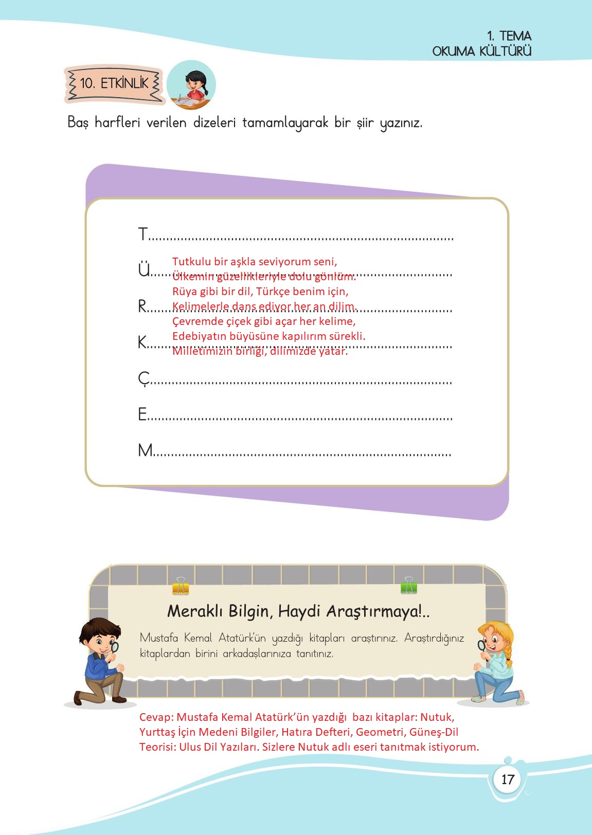 4. Sınıf Meb Yayınları Türkçe Ders Kitabı Sayfa 17 Cevapları 4. Sınıf Meb Yayınları Türkçe Ders Kitabı Sayfa 17 Cevapları
