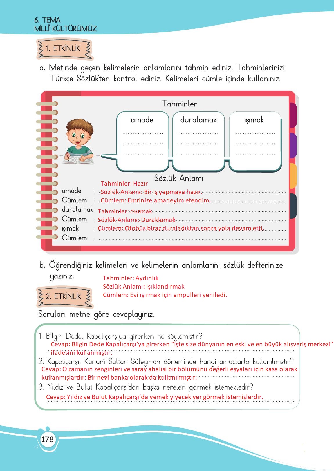 4. Sınıf Meb Yayınları Türkçe Ders Kitabı Sayfa 178 Cevapları 4. Sınıf Meb Yayınları Türkçe Ders Kitabı Sayfa 178 Cevapları