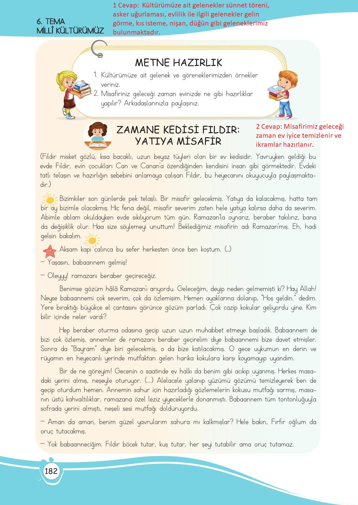 4. Sınıf Meb Yayınları Türkçe Ders Kitabı Sayfa 182 Cevapları