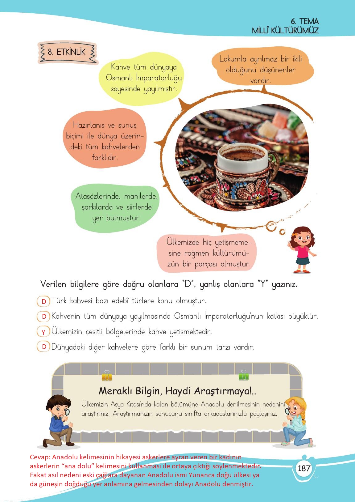 4. Sınıf Meb Yayınları Türkçe Ders Kitabı Sayfa 187 Cevapları