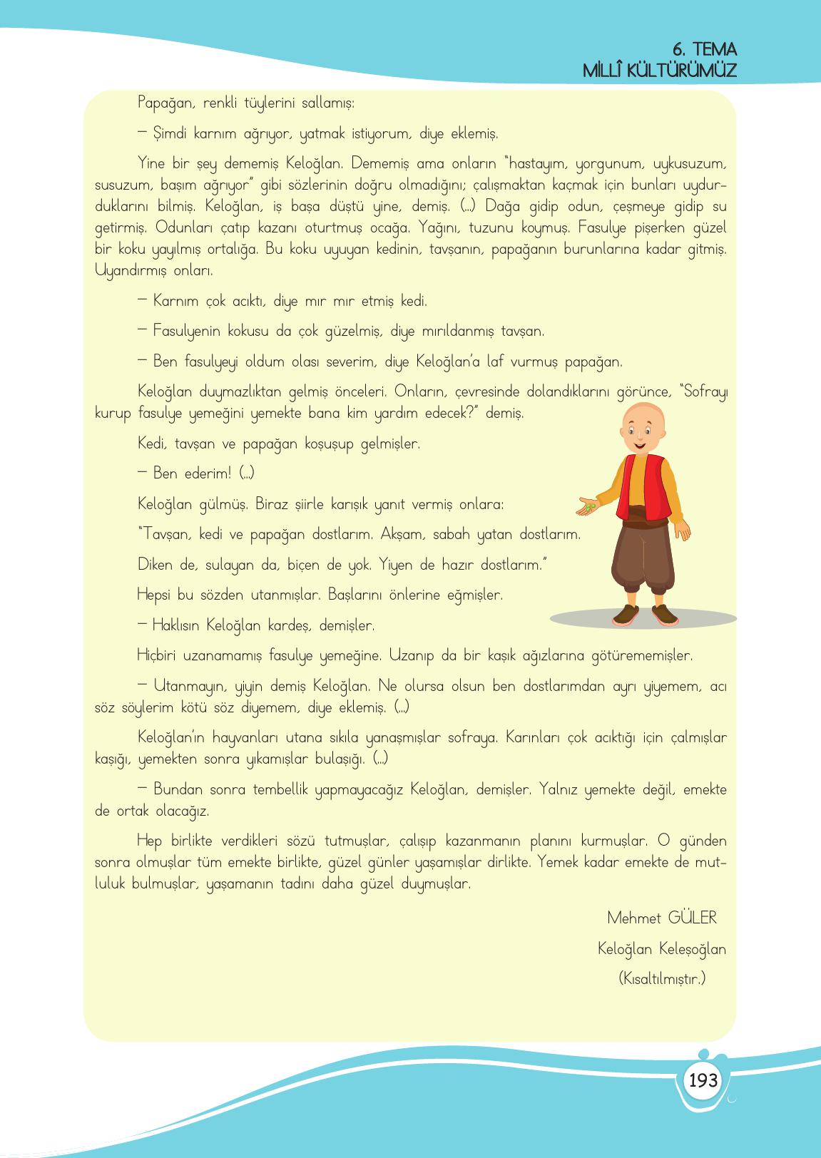 4. Sınıf Meb Yayınları Türkçe Ders Kitabı Sayfa 193 Cevapları