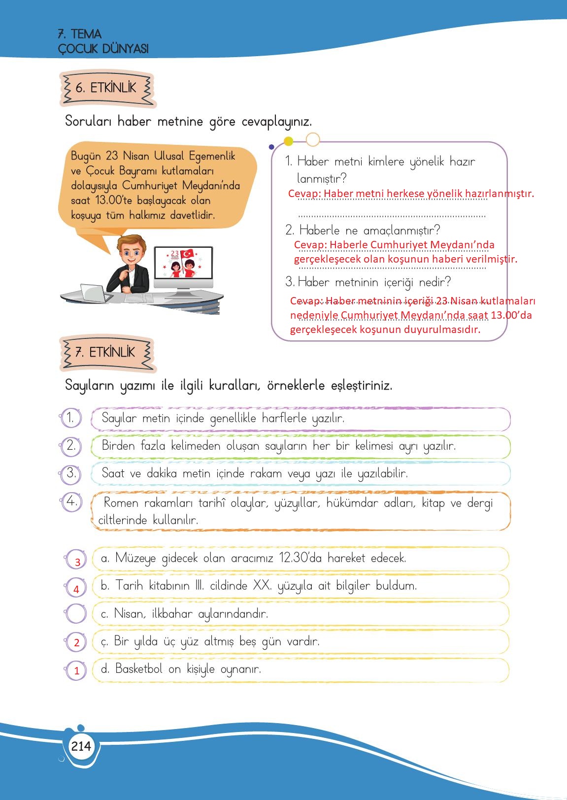 4. Sınıf Meb Yayınları Türkçe Ders Kitabı Sayfa 214 Cevapları 4. Sınıf Meb Yayınları Türkçe Ders Kitabı Sayfa 214 Cevapları