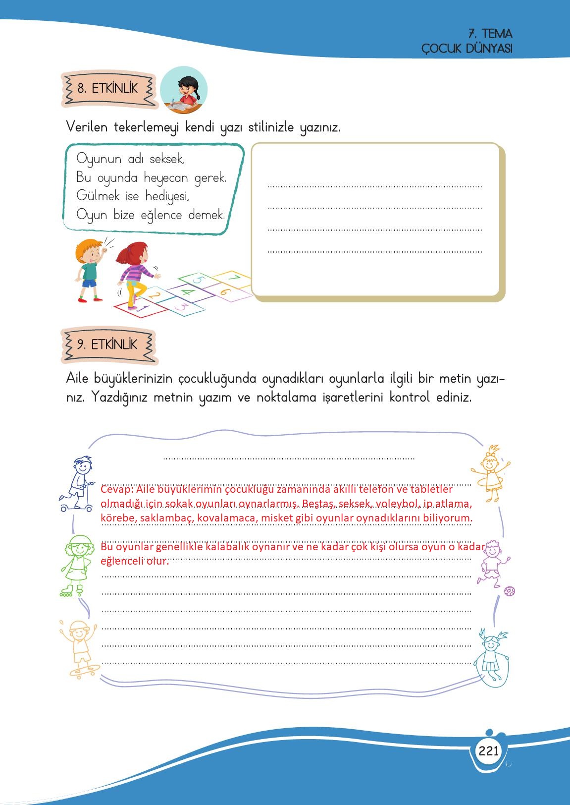 4. Sınıf Meb Yayınları Türkçe Ders Kitabı Sayfa 221 Cevapları