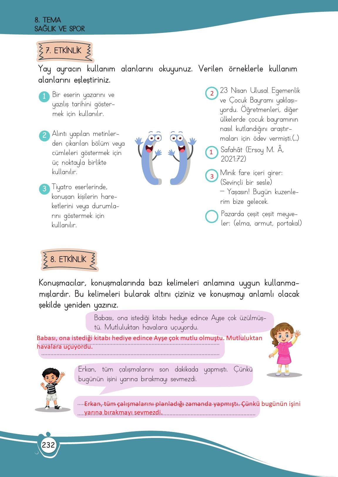 4. Sınıf Meb Yayınları Türkçe Ders Kitabı Sayfa 232 Cevapları