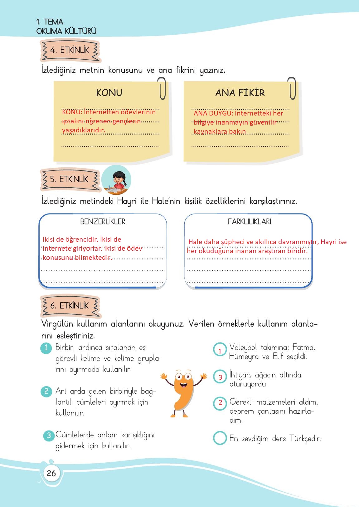 4. Sınıf Meb Yayınları Türkçe Ders Kitabı Sayfa 26 Cevapları 4. Sınıf Meb Yayınları Türkçe Ders Kitabı Sayfa 26 Cevapları
