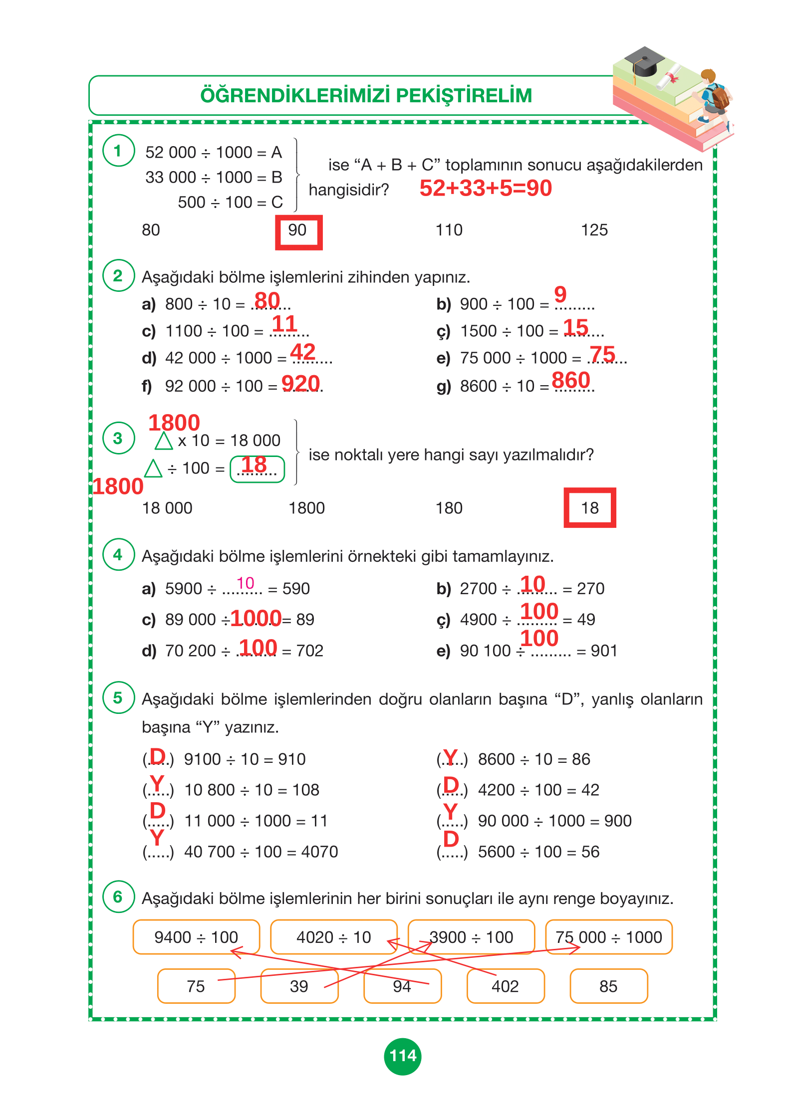 4. Sınıf Pasifik Yayınları Matematik Ders Kitabı Sayfa 114 Cevapları 4. Sınıf Pasifik Yayınları Matematik Ders Kitabı Sayfa 114 Cevapları