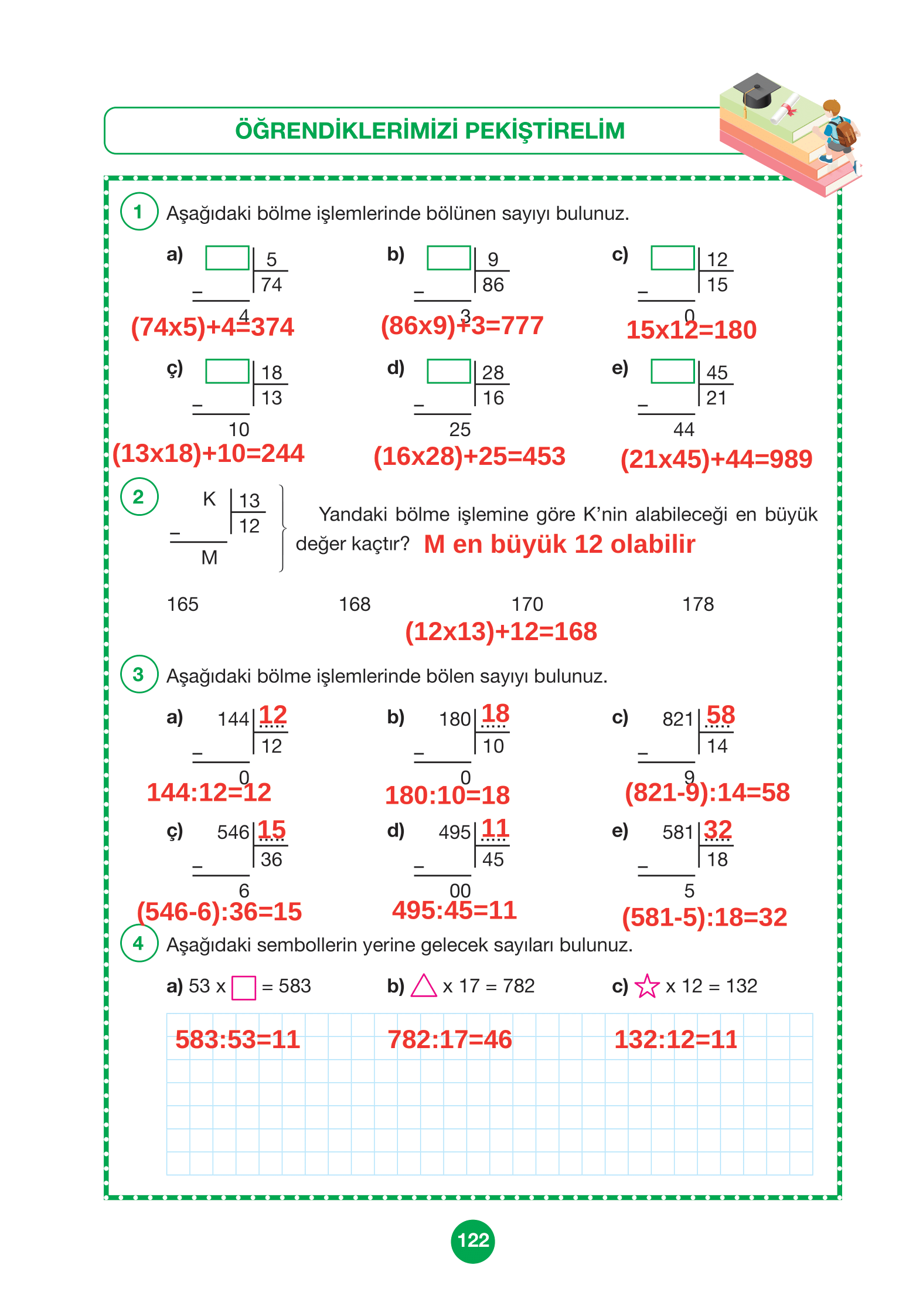 4. Sınıf Pasifik Yayınları Matematik Ders Kitabı Sayfa 122 Cevapları