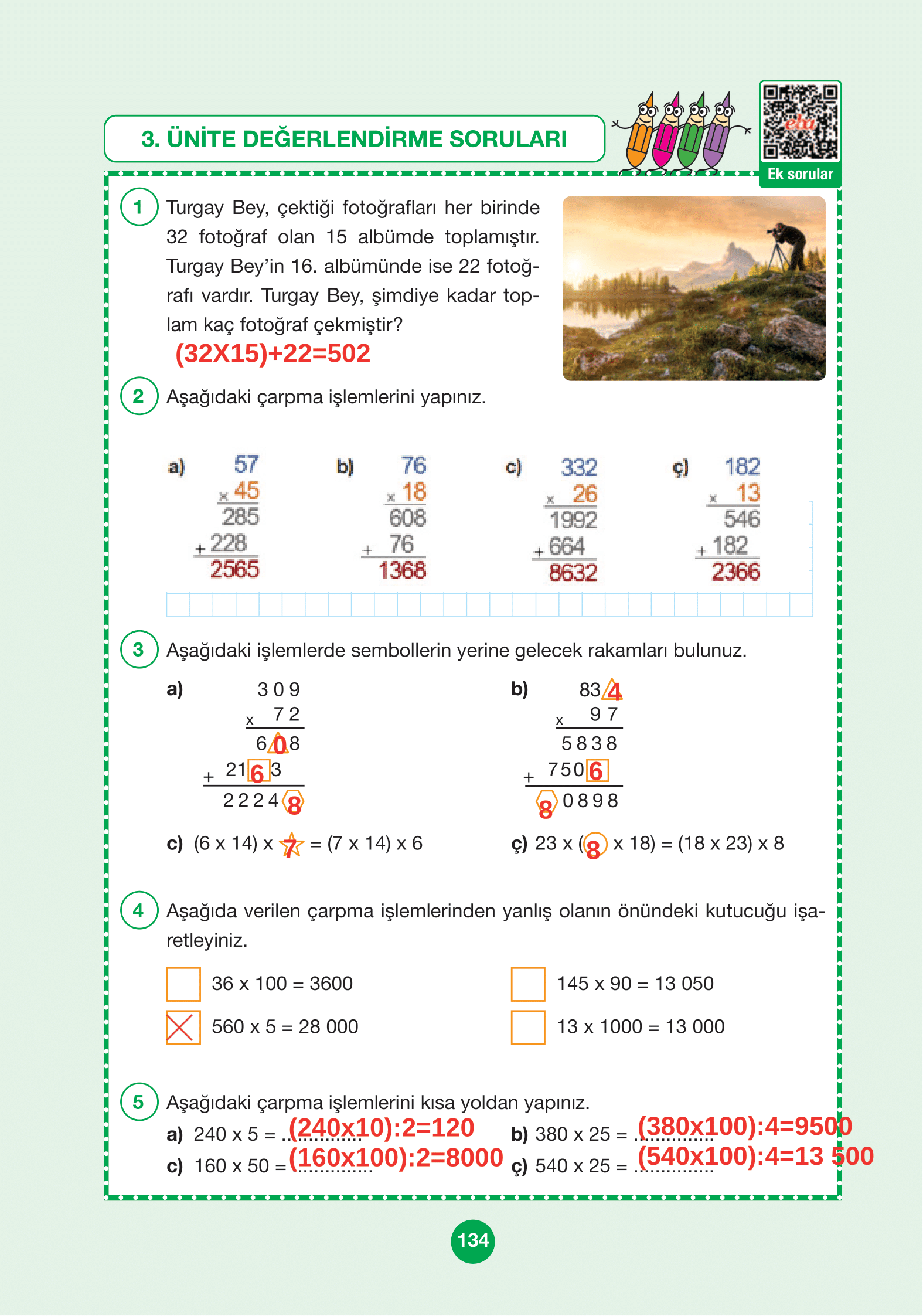 4. Sınıf Pasifik Yayınları Matematik Ders Kitabı Sayfa 134 Cevapları 4. Sınıf Pasifik Yayınları Matematik Ders Kitabı Sayfa 134 Cevapları