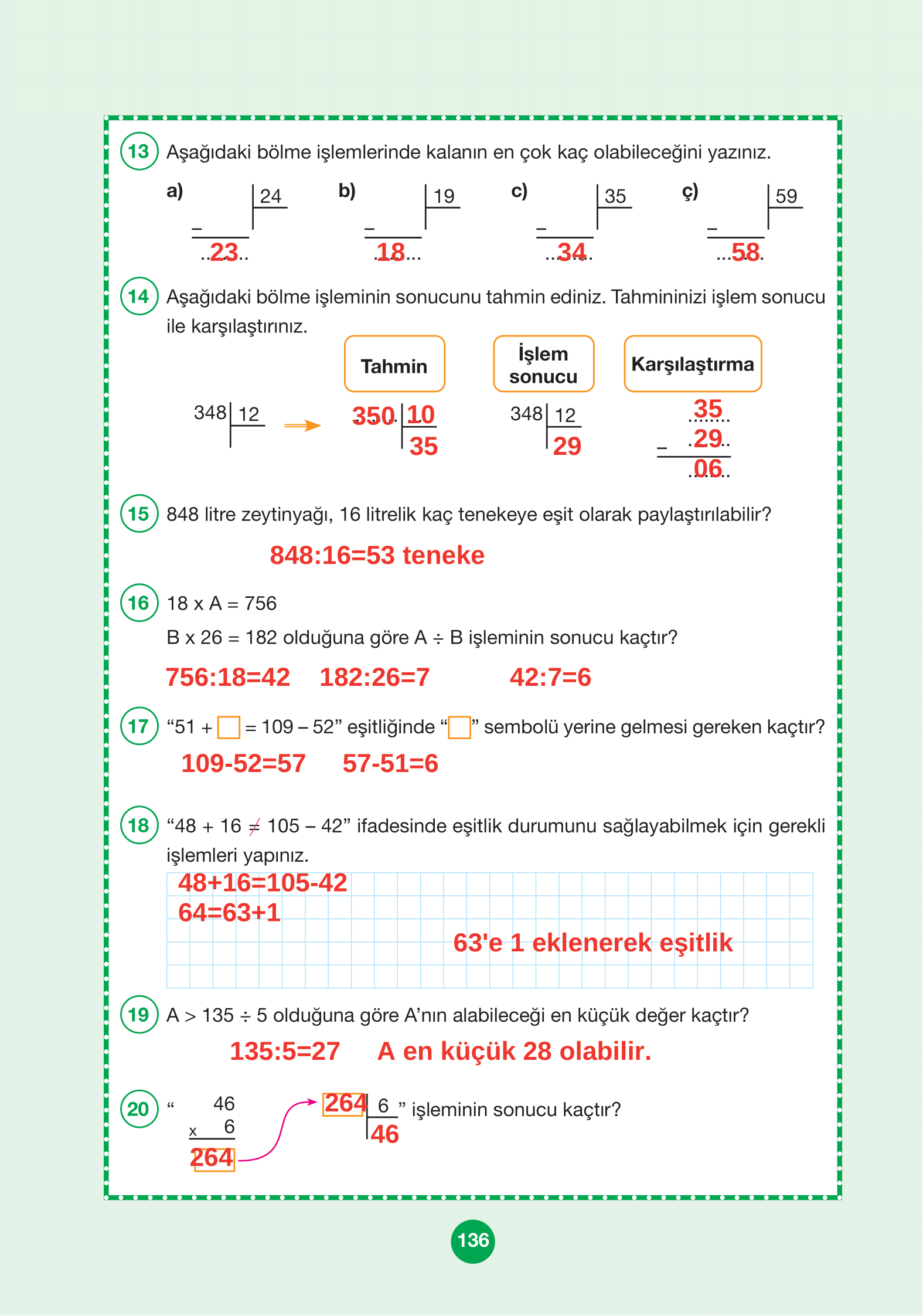 4. Sınıf Pasifik Yayınları Matematik Ders Kitabı Sayfa 136 Cevapları 4. Sınıf Pasifik Yayınları Matematik Ders Kitabı Sayfa 136 Cevapları