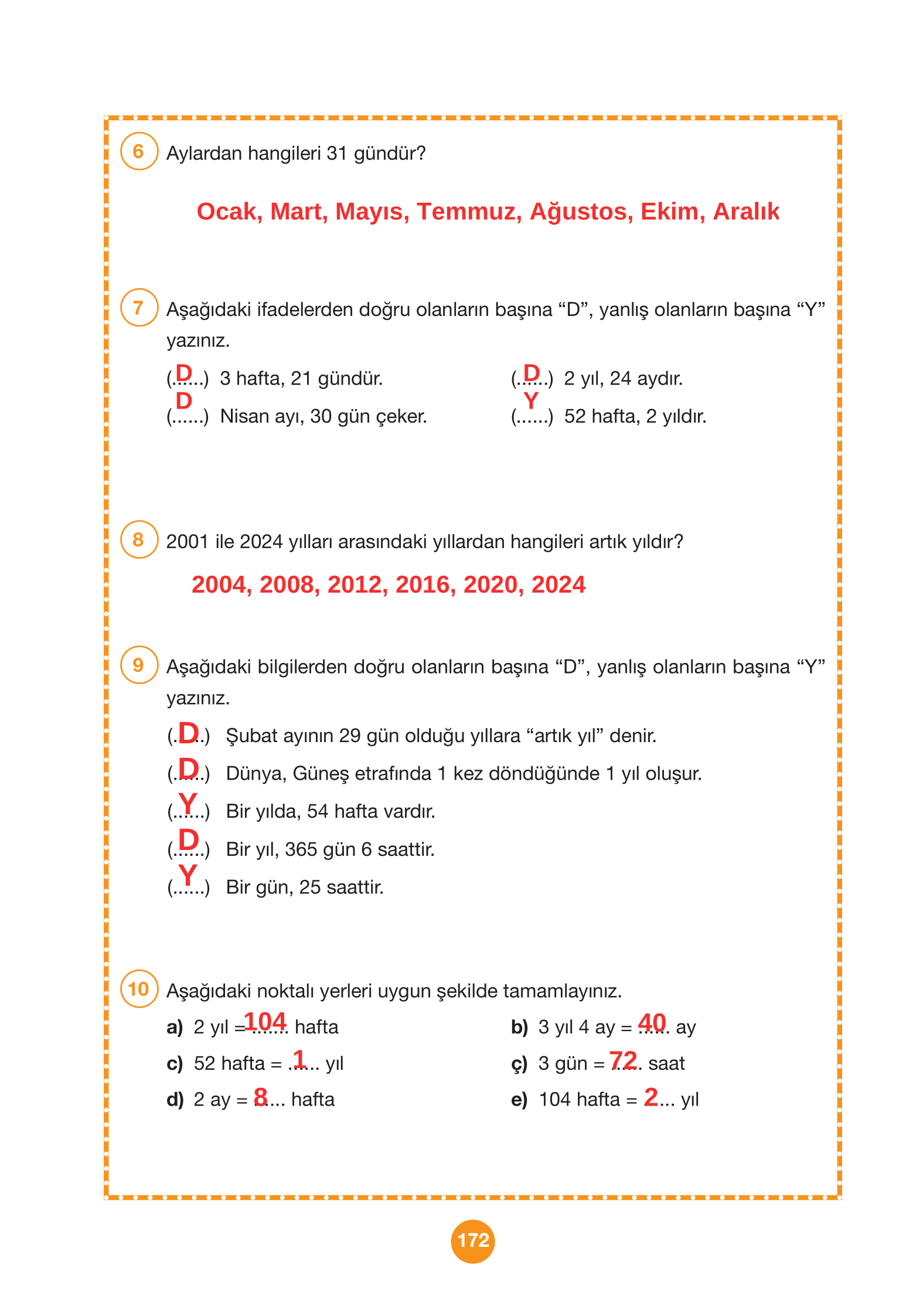 4. Sınıf Pasifik Yayınları Matematik Ders Kitabı Sayfa 172 Cevapları 4. Sınıf Pasifik Yayınları Matematik Ders Kitabı Sayfa 172 Cevapları
