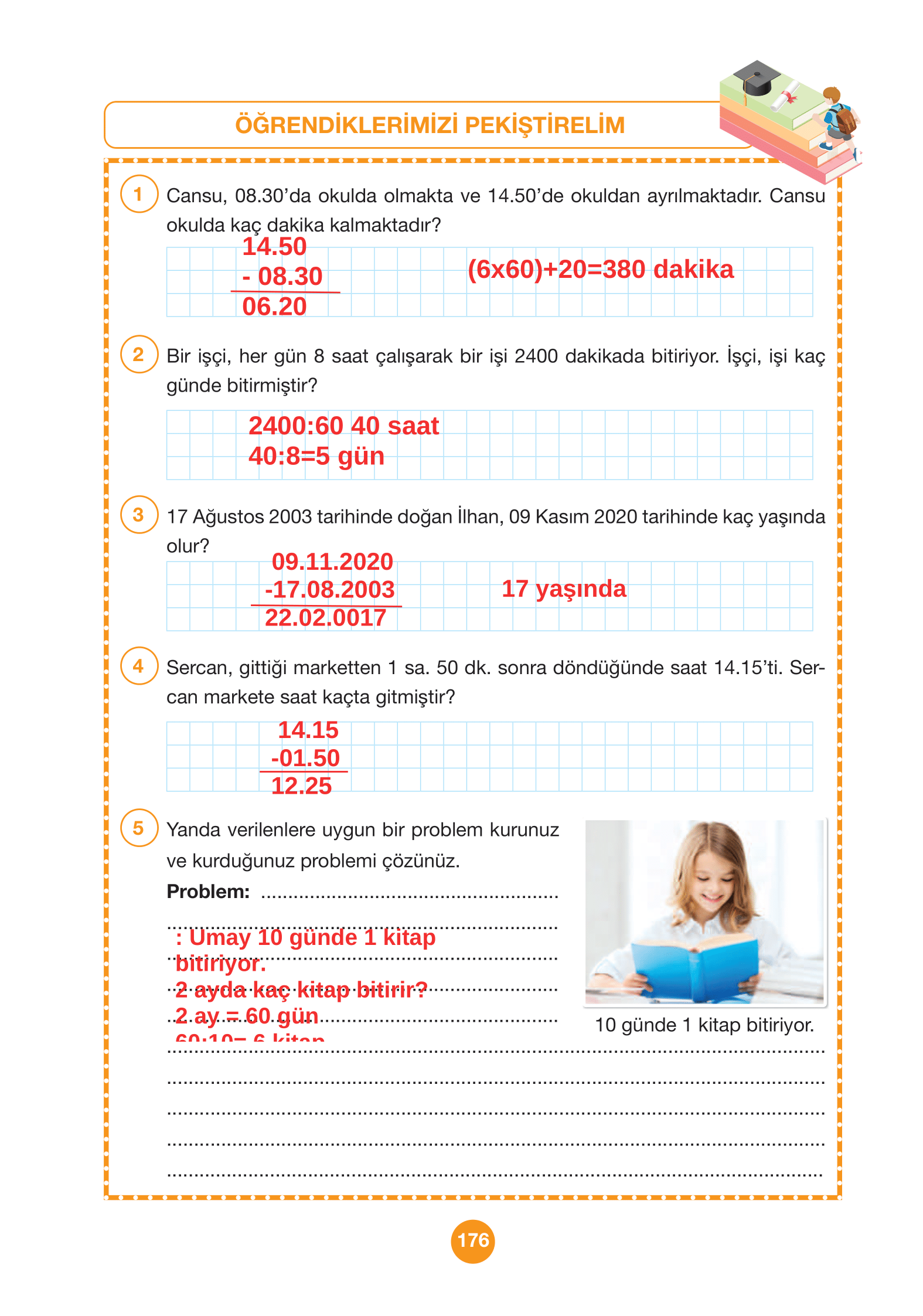 4. Sınıf Pasifik Yayınları Matematik Ders Kitabı Sayfa 176 Cevapları