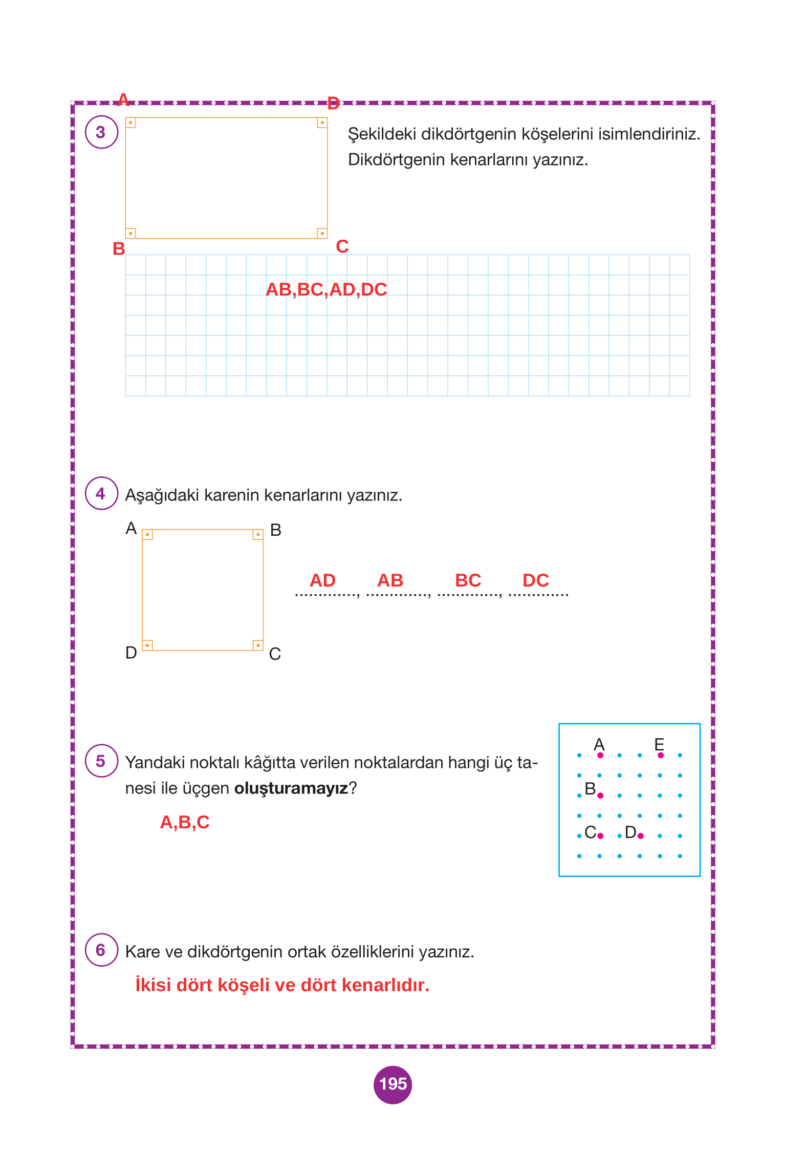 4. Sınıf Pasifik Yayınları Matematik Ders Kitabı Sayfa 195 Cevapları