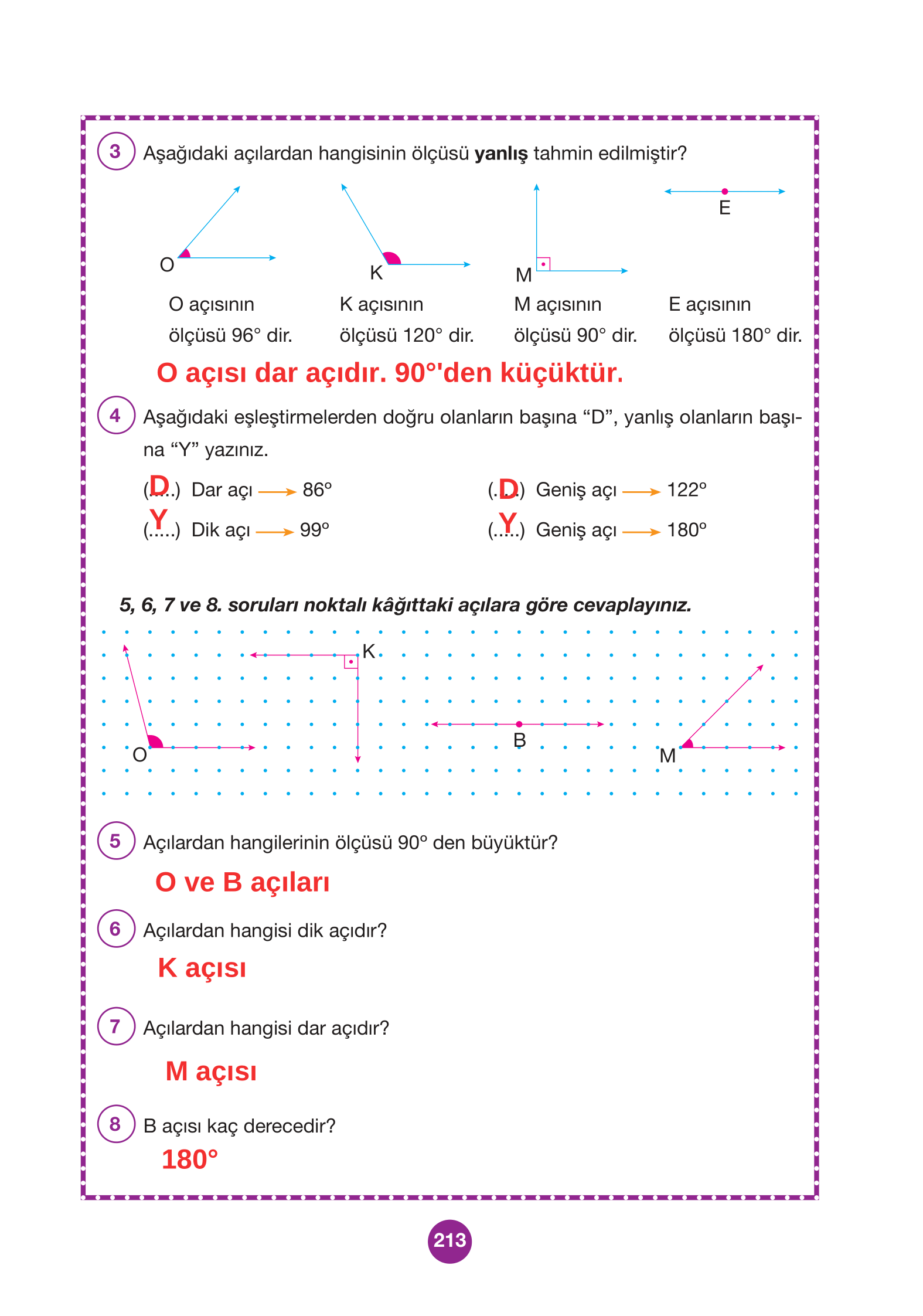 4. Sınıf Pasifik Yayınları Matematik Ders Kitabı Sayfa 213 Cevapları