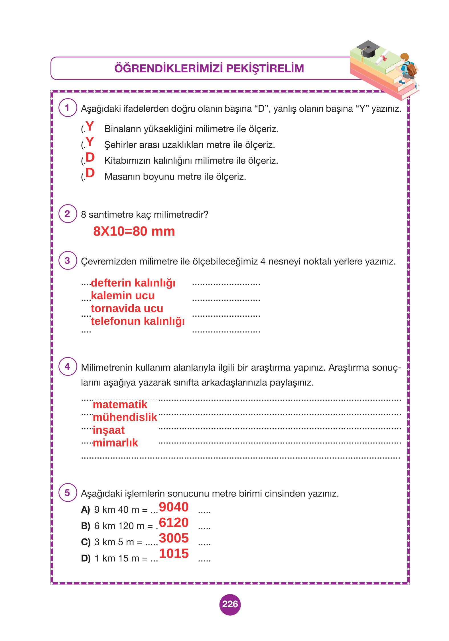 4. Sınıf Pasifik Yayınları Matematik Ders Kitabı Sayfa 226 Cevapları