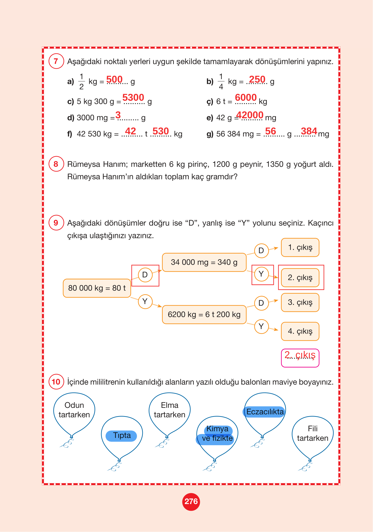 4. Sınıf Pasifik Yayınları Matematik Ders Kitabı Sayfa 276 Cevapları