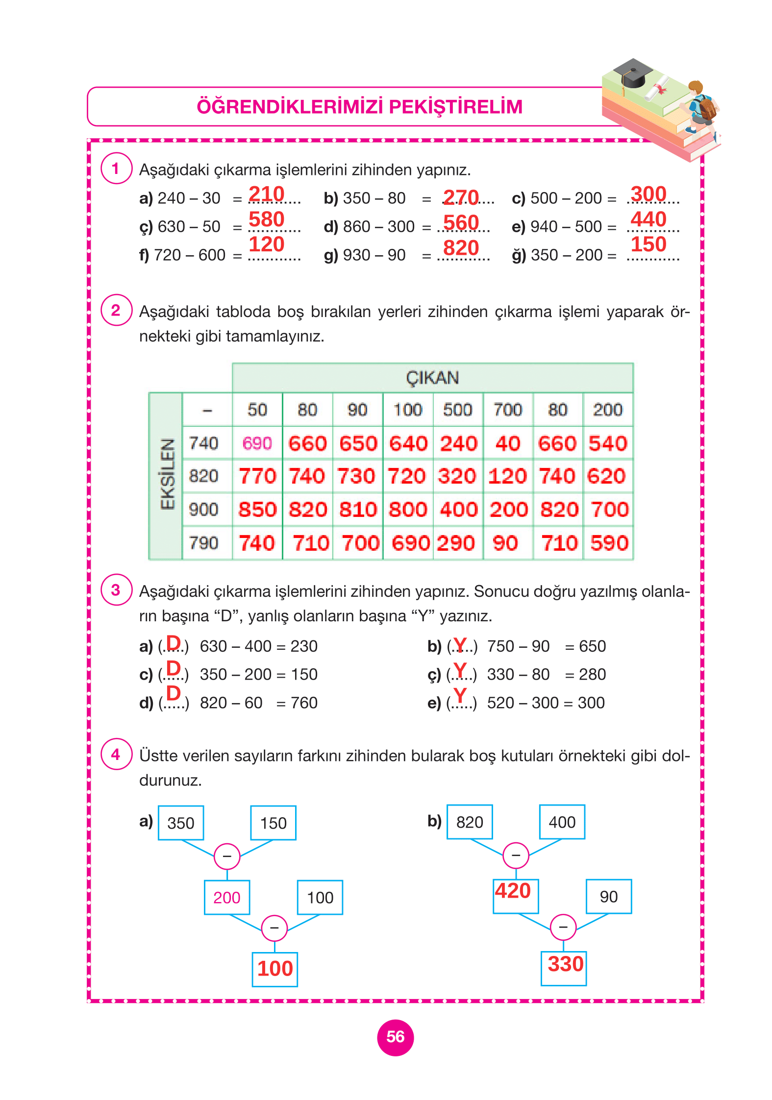 4. Sınıf Pasifik Yayınları Matematik Ders Kitabı Sayfa 56 Cevapları