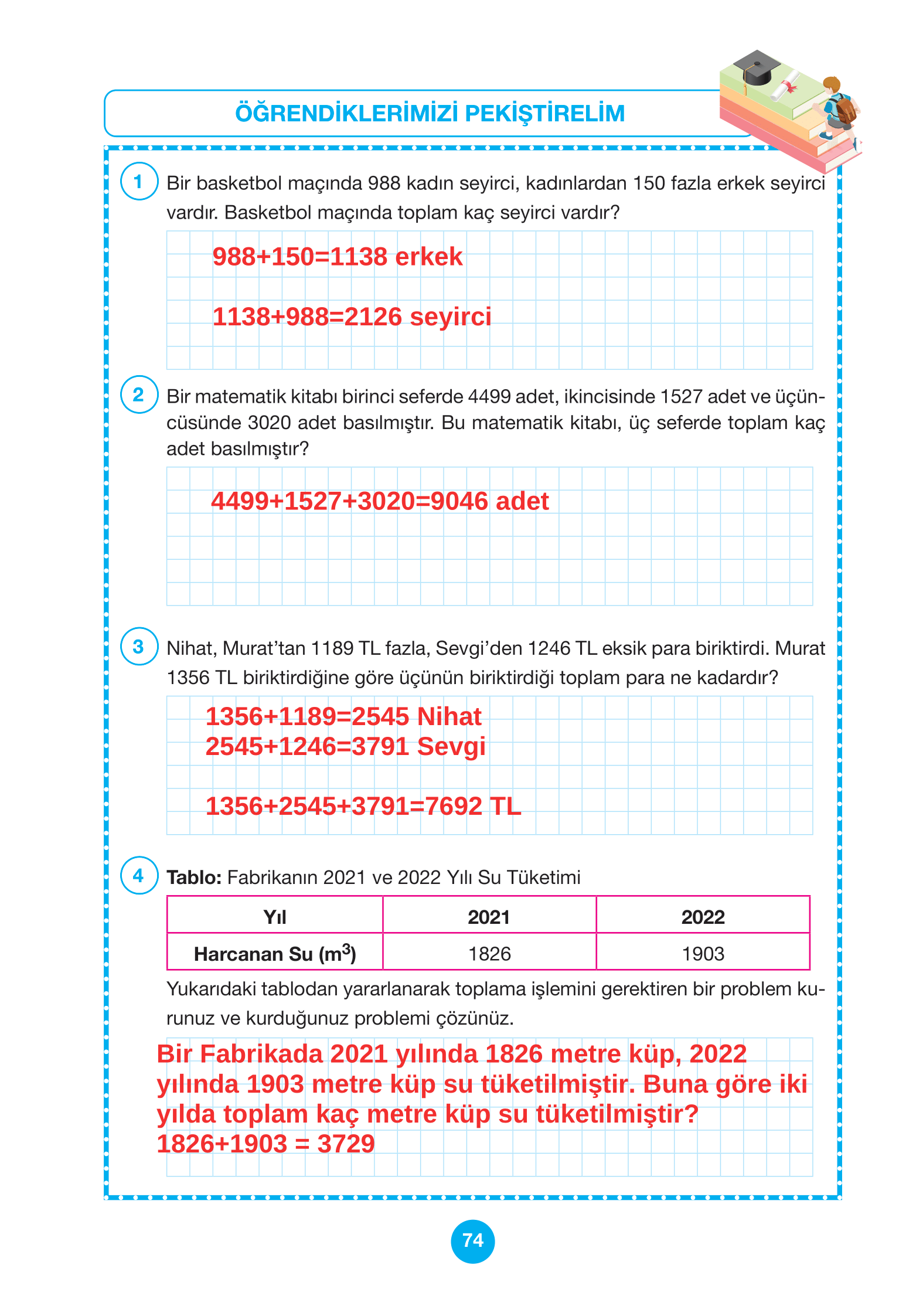 4. Sınıf Pasifik Yayınları Matematik Ders Kitabı Sayfa 74 Cevapları
