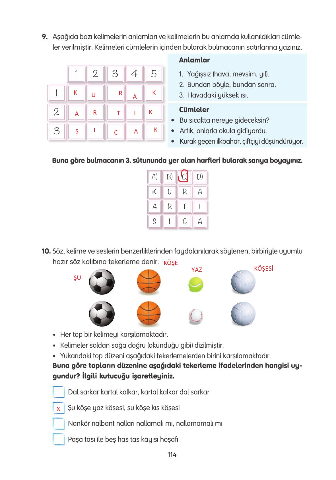 4. Sınıf Tuna Yayınları Türkçe Ders Kitabı Sayfa 114 Cevapları 4. Sınıf Tuna Yayınları Türkçe Ders Kitabı Sayfa 114 Cevapları