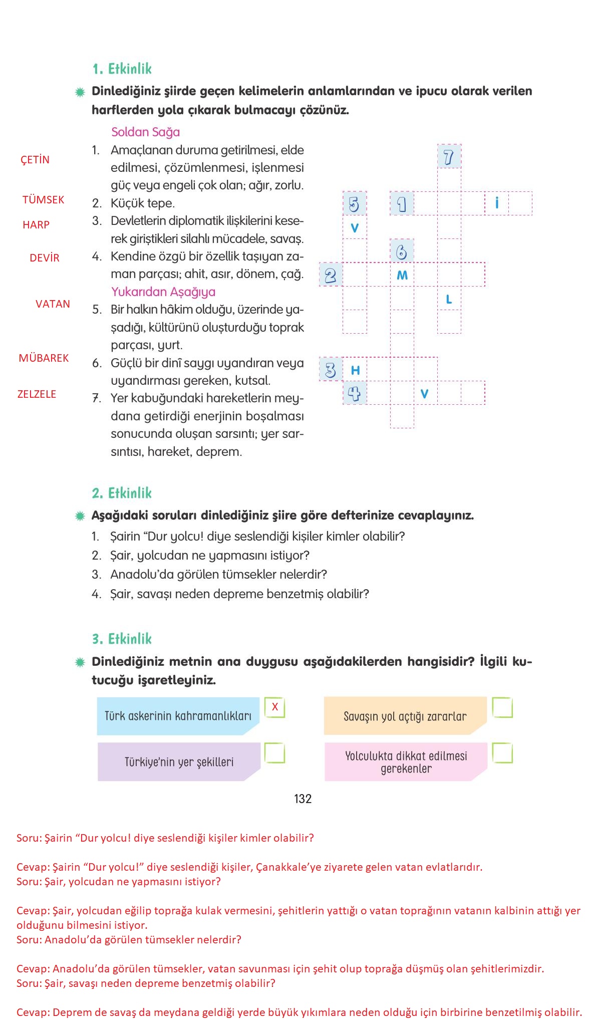 4. Sınıf Tuna Yayınları Türkçe Ders Kitabı Sayfa 132 Cevapları