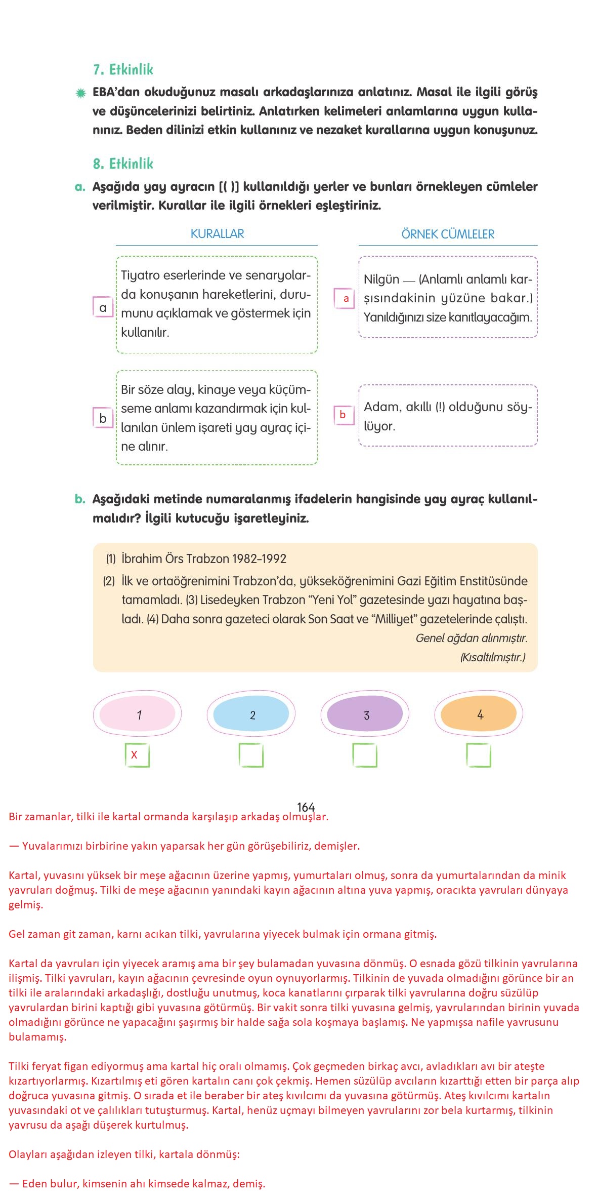 4. Sınıf Tuna Yayınları Türkçe Ders Kitabı Sayfa 164 Cevapları 4. Sınıf Tuna Yayınları Türkçe Ders Kitabı Sayfa 164 Cevapları