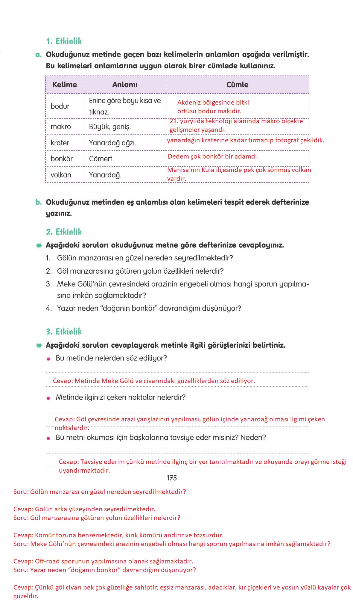 4. Sınıf Tuna Yayınları Türkçe Ders Kitabı Sayfa 175 Cevapları 4. Sınıf Tuna Yayınları Türkçe Ders Kitabı Sayfa 175 Cevapları