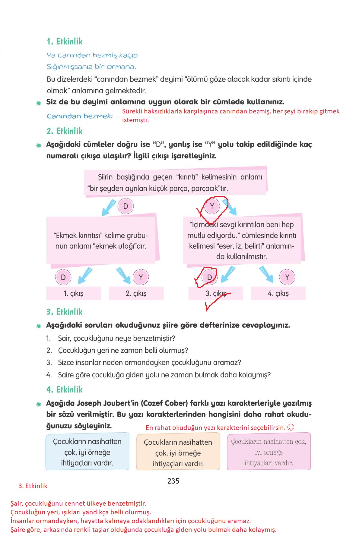 4. Sınıf Tuna Yayınları Türkçe Ders Kitabı Sayfa 235 Cevapları 4. Sınıf Tuna Yayınları Türkçe Ders Kitabı Sayfa 235 Cevapları