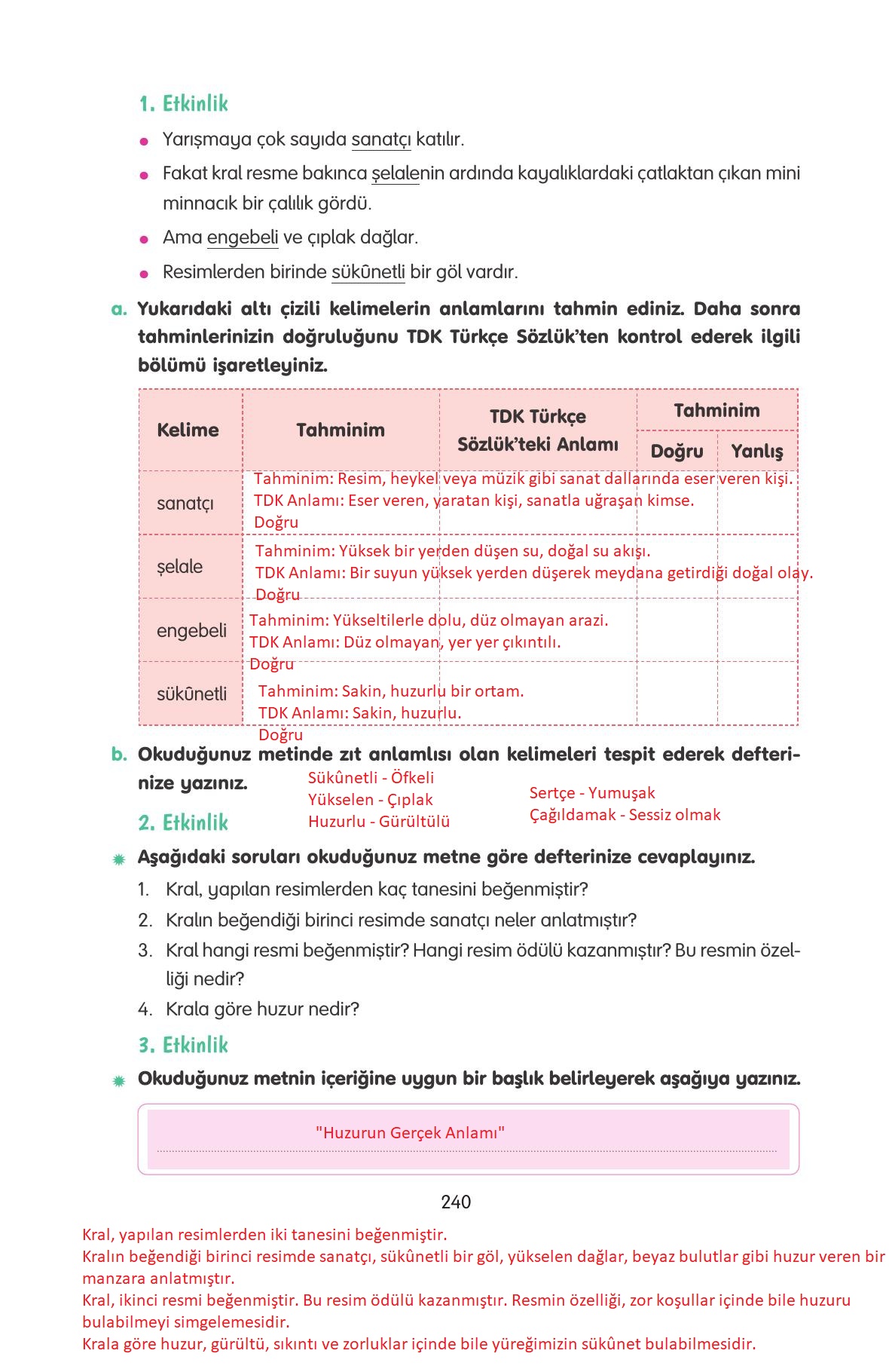 4. Sınıf Tuna Yayınları Türkçe Ders Kitabı Sayfa 240 Cevapları 4. Sınıf Tuna Yayınları Türkçe Ders Kitabı Sayfa 240 Cevapları