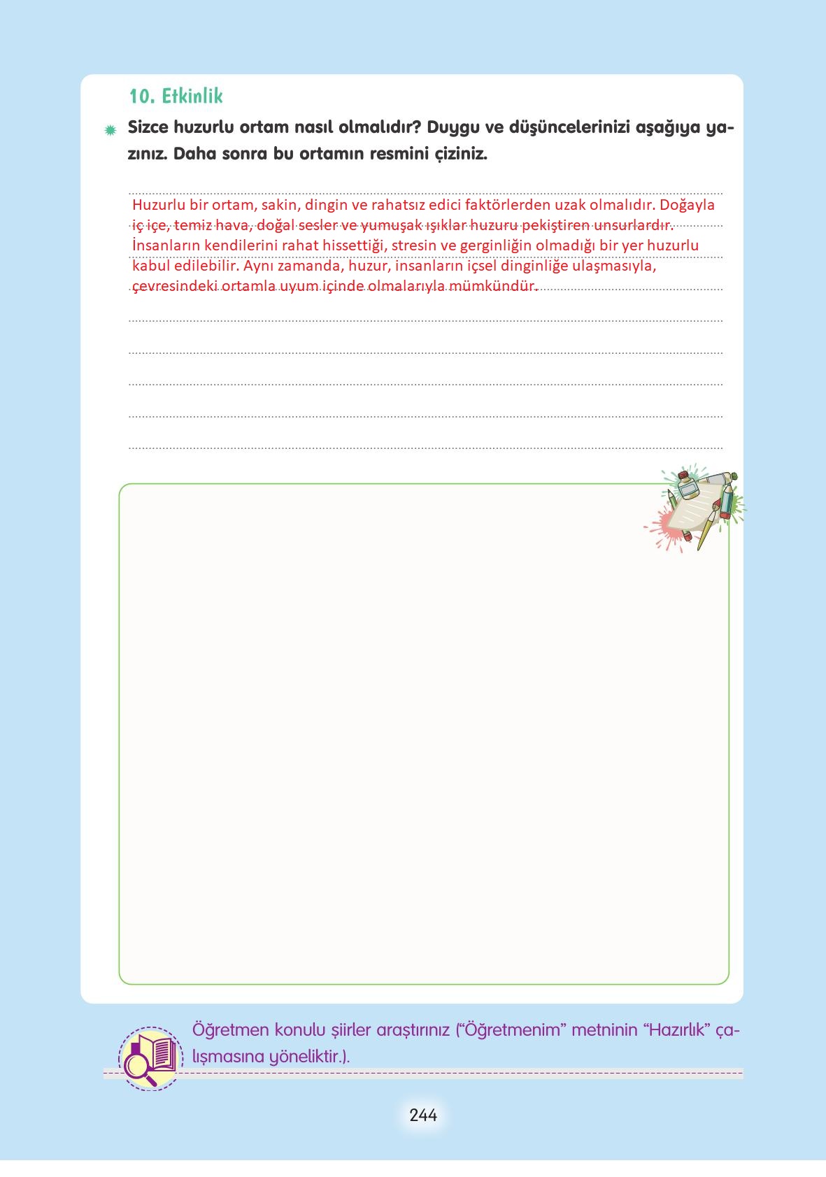 4. Sınıf Tuna Yayınları Türkçe Ders Kitabı Sayfa 244 Cevapları