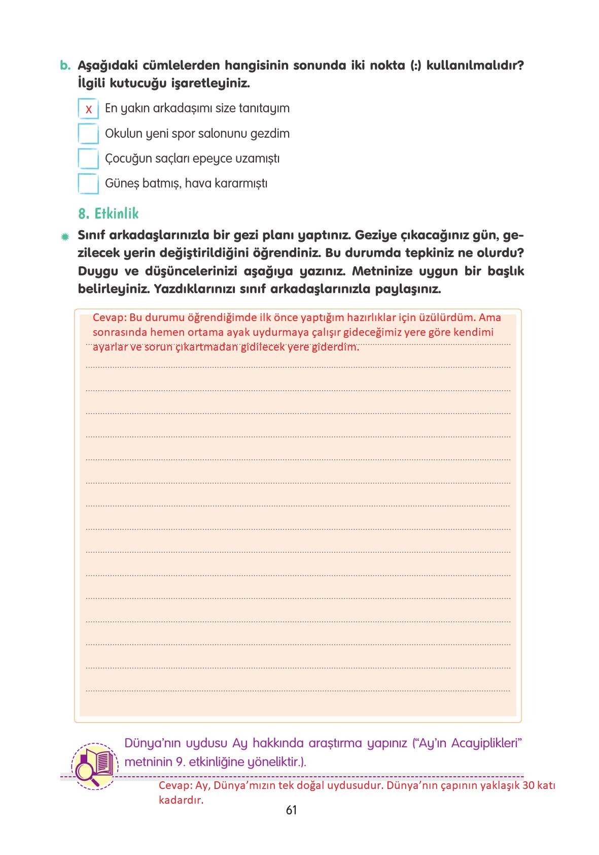 4. Sınıf Tuna Yayınları Türkçe Ders Kitabı Sayfa 61 Cevapları 4. Sınıf Tuna Yayınları Türkçe Ders Kitabı Sayfa 61 Cevapları
