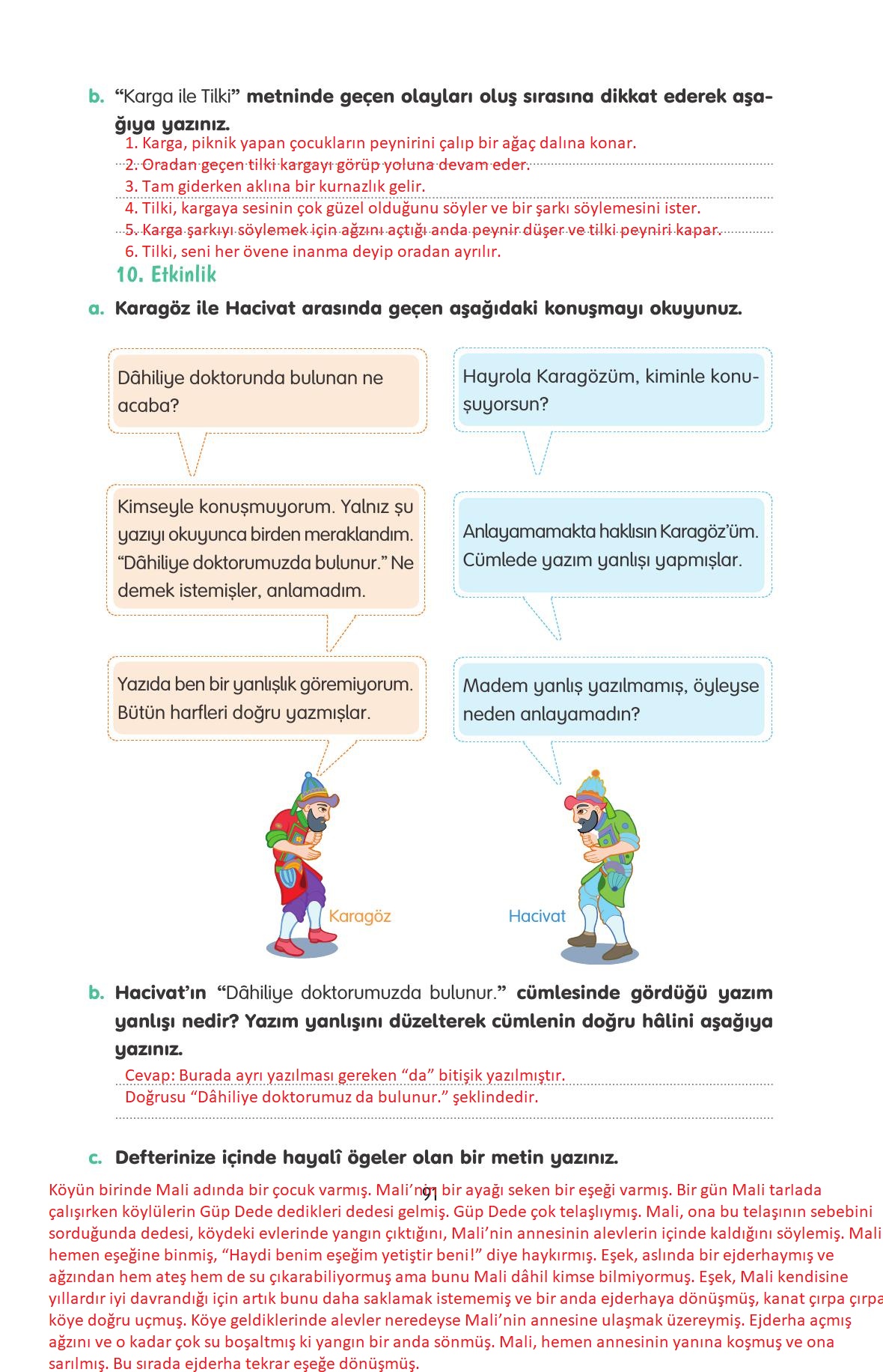 4. Sınıf Tuna Yayınları Türkçe Ders Kitabı Sayfa 91 Cevapları