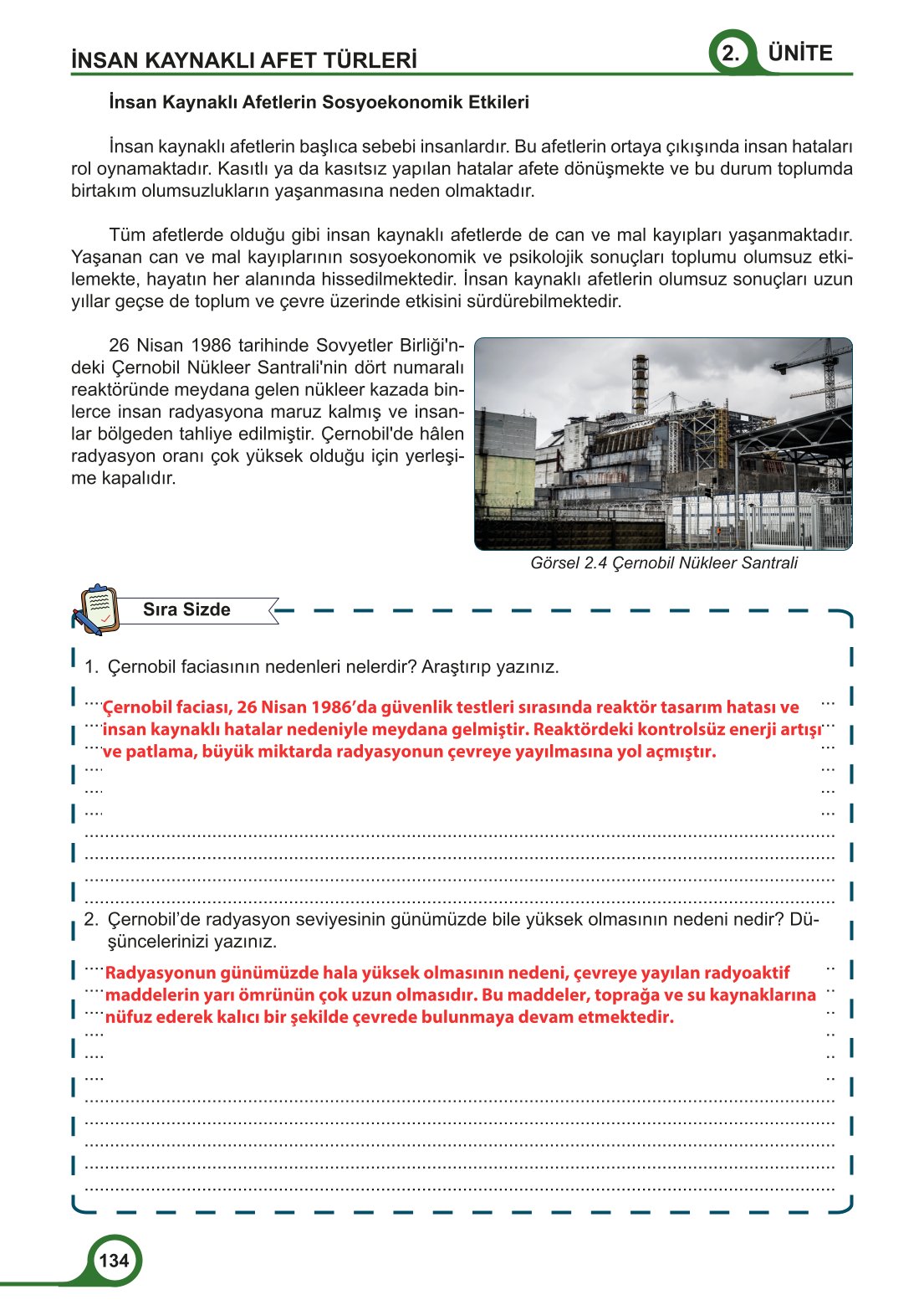 5-6-7. Sınıf Meb Yayınları Afet Bilinci Ders Kitabı 2. Kitap Sayfa 134 Cevapları