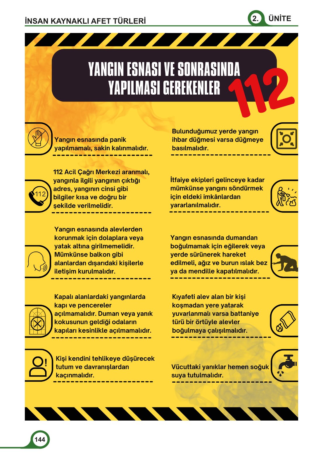5-6-7. Sınıf Meb Yayınları Afet Bilinci Ders Kitabı 2. Kitap Sayfa 144 Cevapları