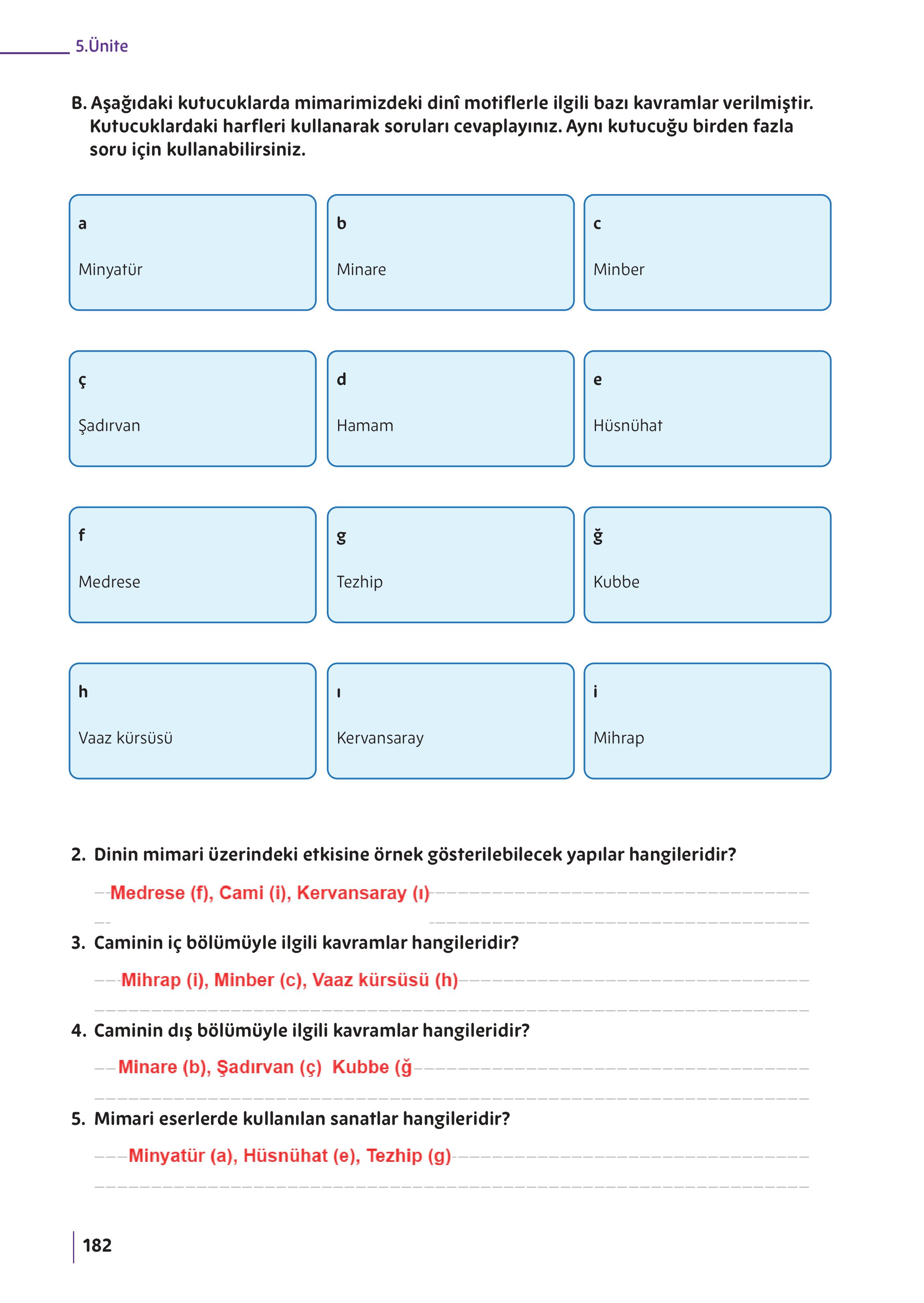 5. Sınıf Meb Yayınları Din Kültürü Ve Ahlak Bilgisi Ders Kitabı Sayfa 182 Cevapları 5. Sınıf Meb Yayınları Din Kültürü Ve Ahlak Bilgisi Ders Kitabı Sayfa 182 Cevapları