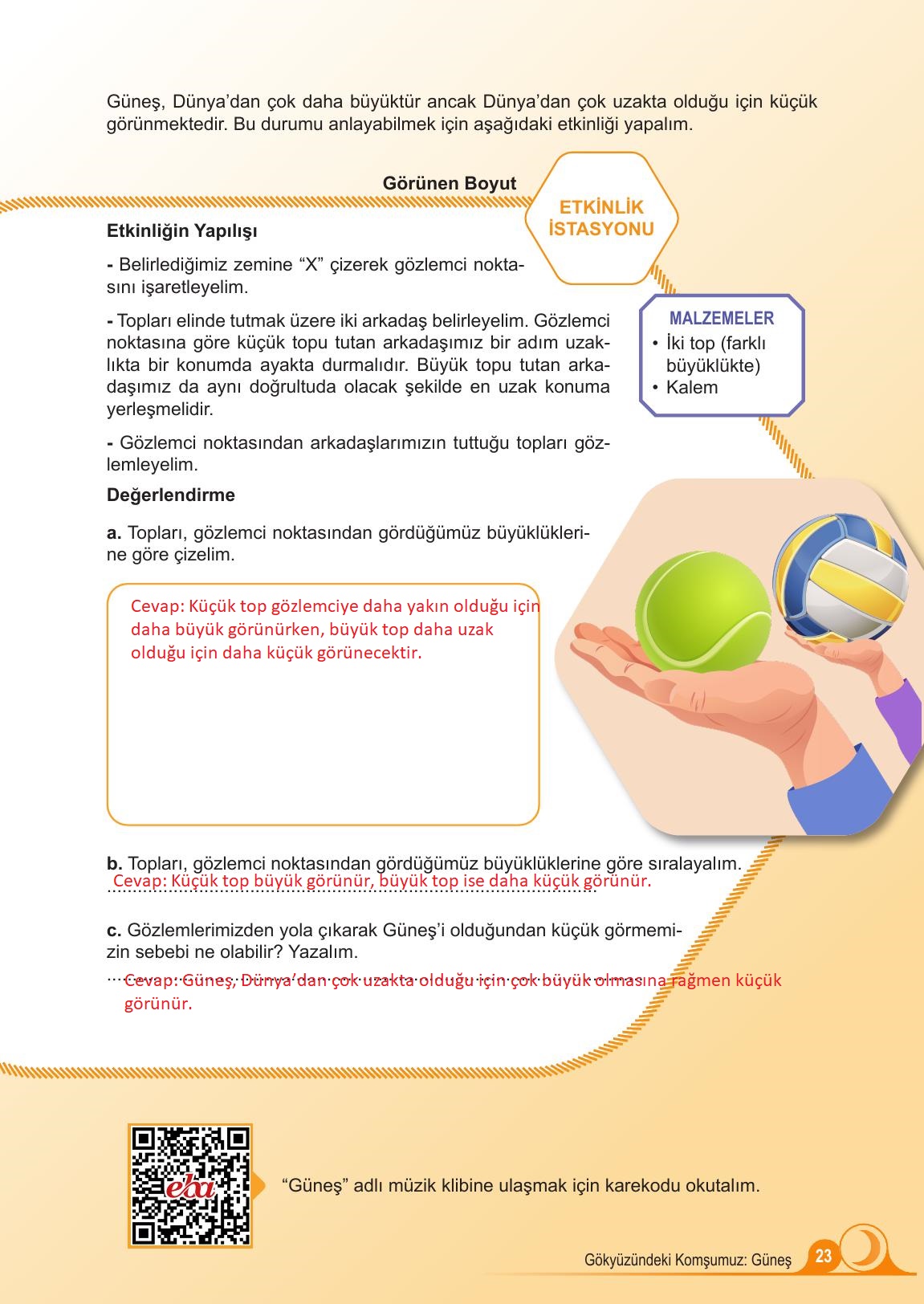 5. Sınıf Meb Yayınları Fen Bilimleri Ders Kitabı 1. Kitap Sayfa 23 Cevapları