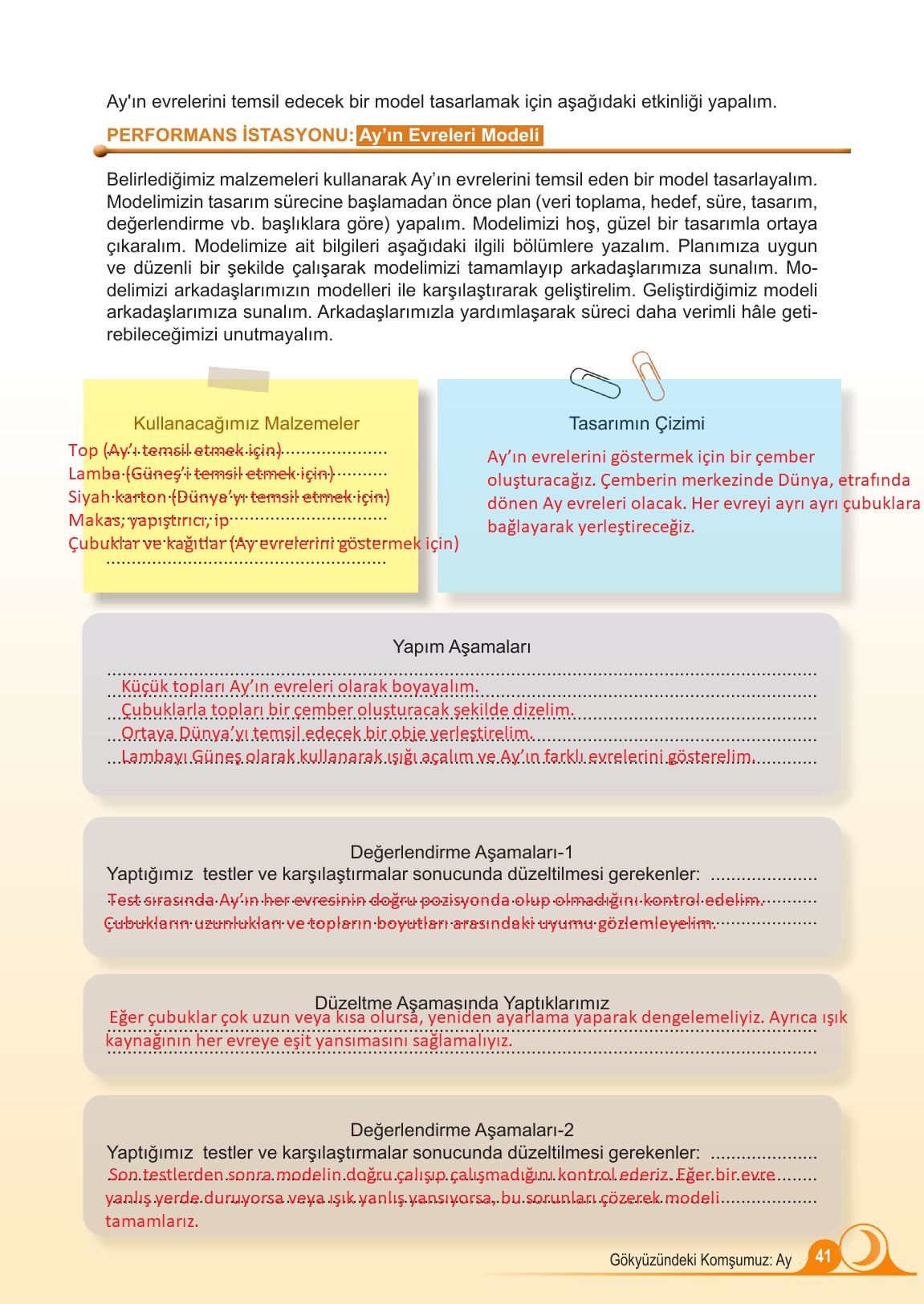 5. Sınıf Meb Yayınları Fen Bilimleri Ders Kitabı 1. Kitap Sayfa 41 Cevapları