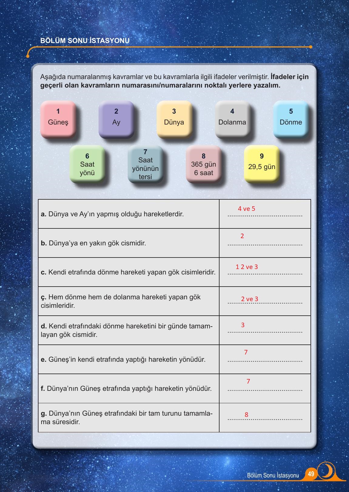 5. Sınıf Meb Yayınları Fen Bilimleri Ders Kitabı 1. Kitap Sayfa 49 Cevapları