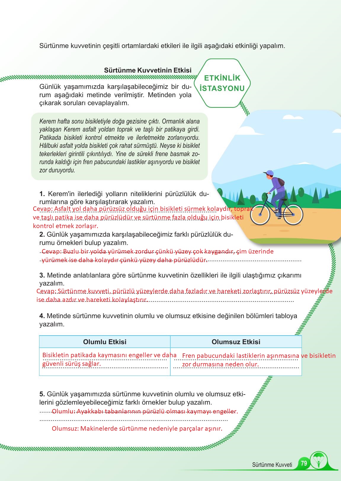 5. Sınıf Meb Yayınları Fen Bilimleri Ders Kitabı 1. Kitap Sayfa 79 Cevapları