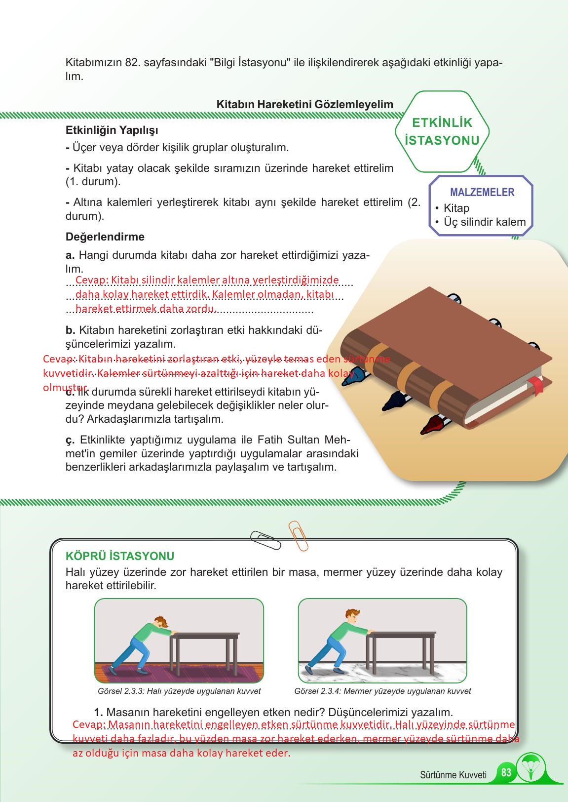 5. Sınıf Meb Yayınları Fen Bilimleri Ders Kitabı 1. Kitap Sayfa 83 Cevapları