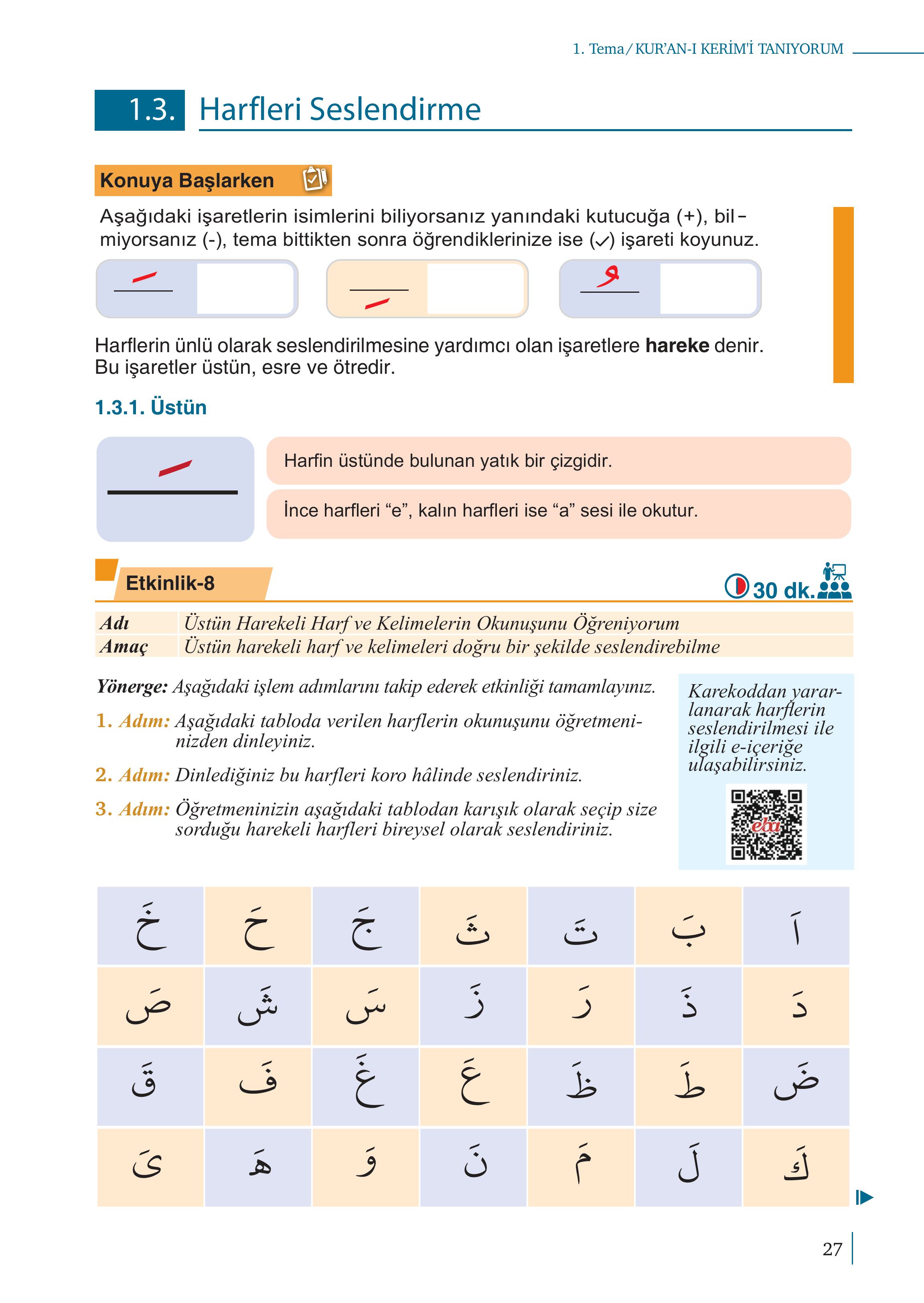 5. Sınıf Meb Yayınları Kuran-ı Kerim Ders Kitabı Sayfa 27 Cevapları