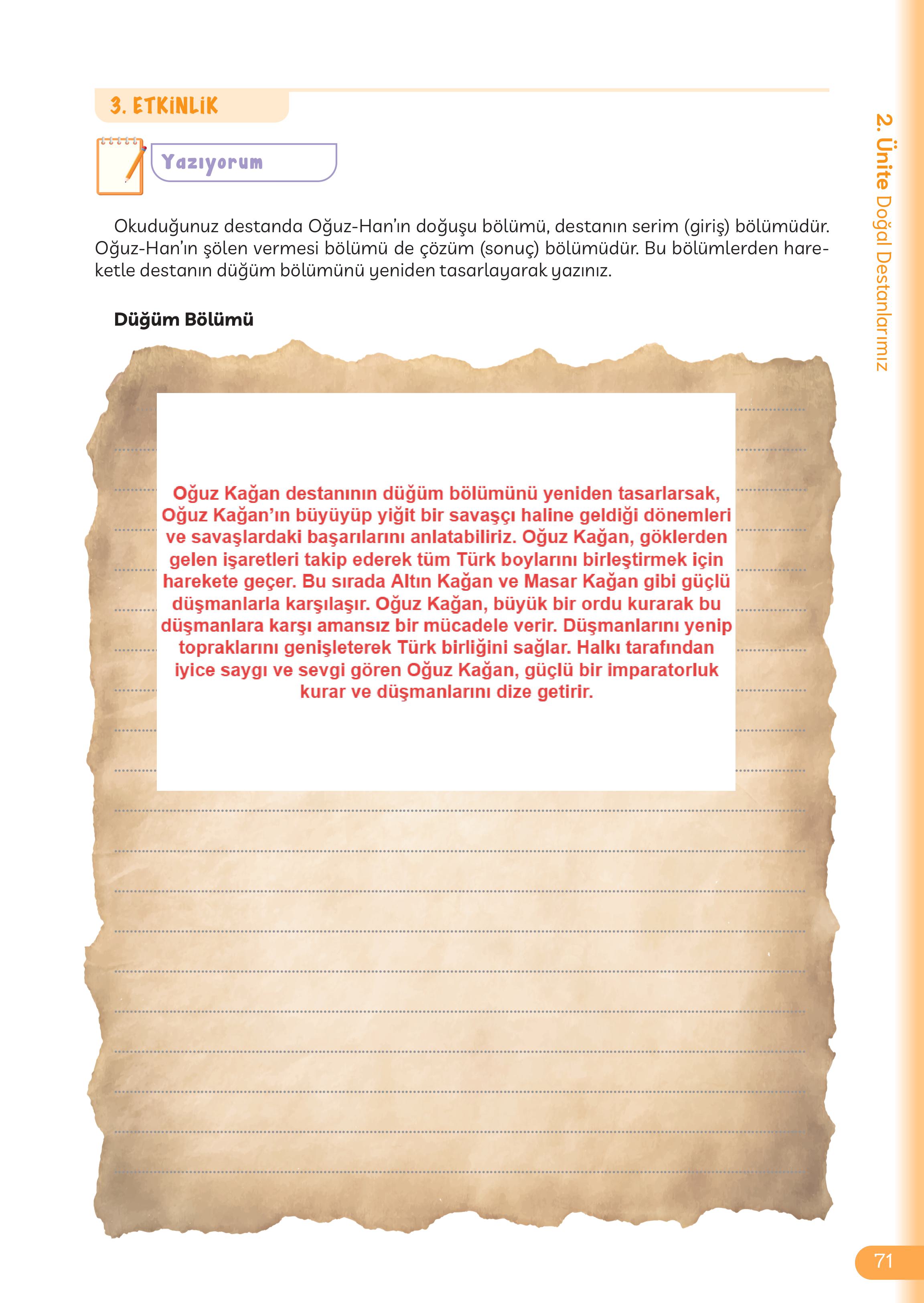 5. Sınıf Meb Yayınları Masal Ve Destanlarımız Ders Kitabı Sayfa 72 Cevapları