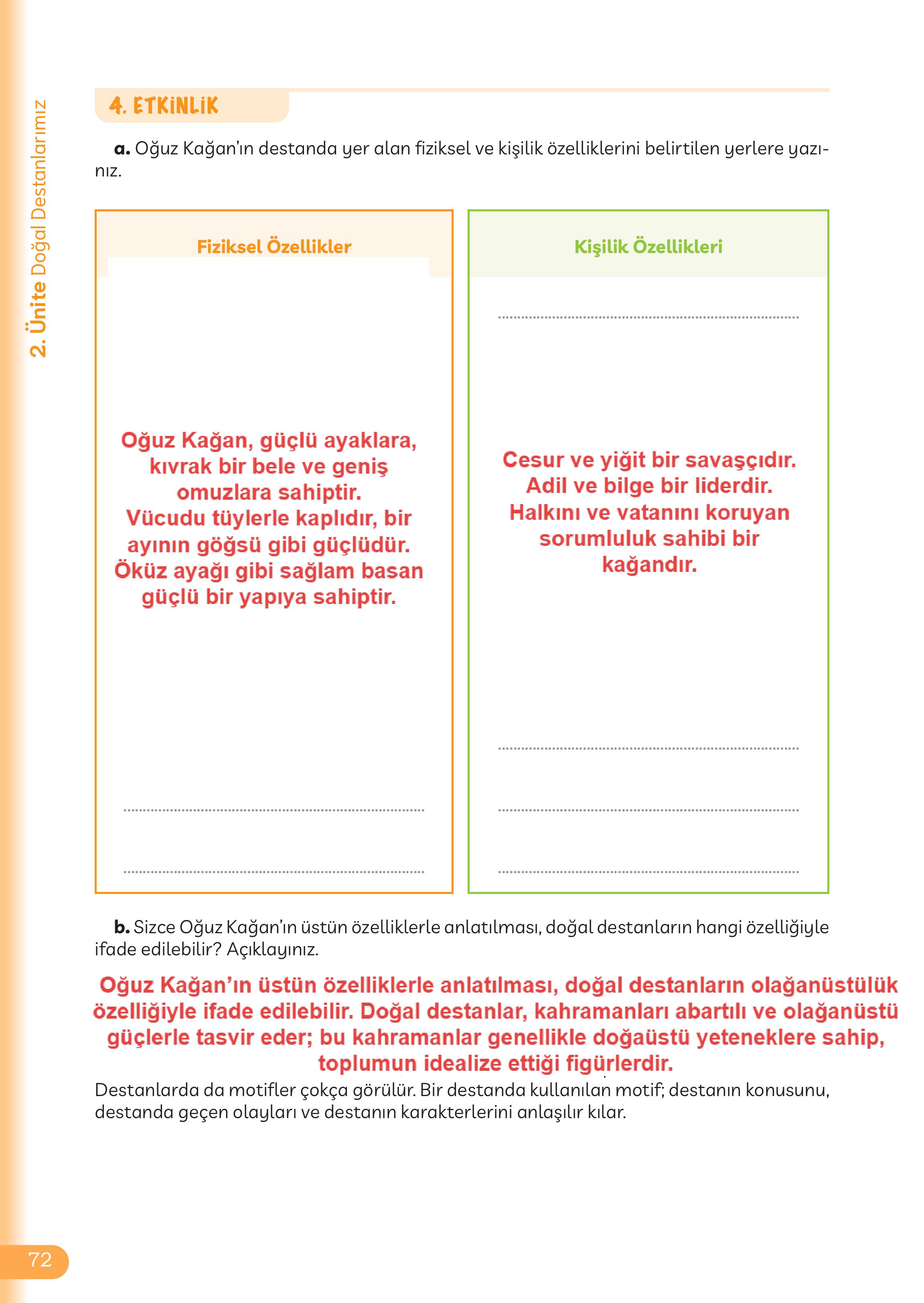 5. Sınıf Meb Yayınları Masal Ve Destanlarımız Ders Kitabı Sayfa 73 Cevapları
