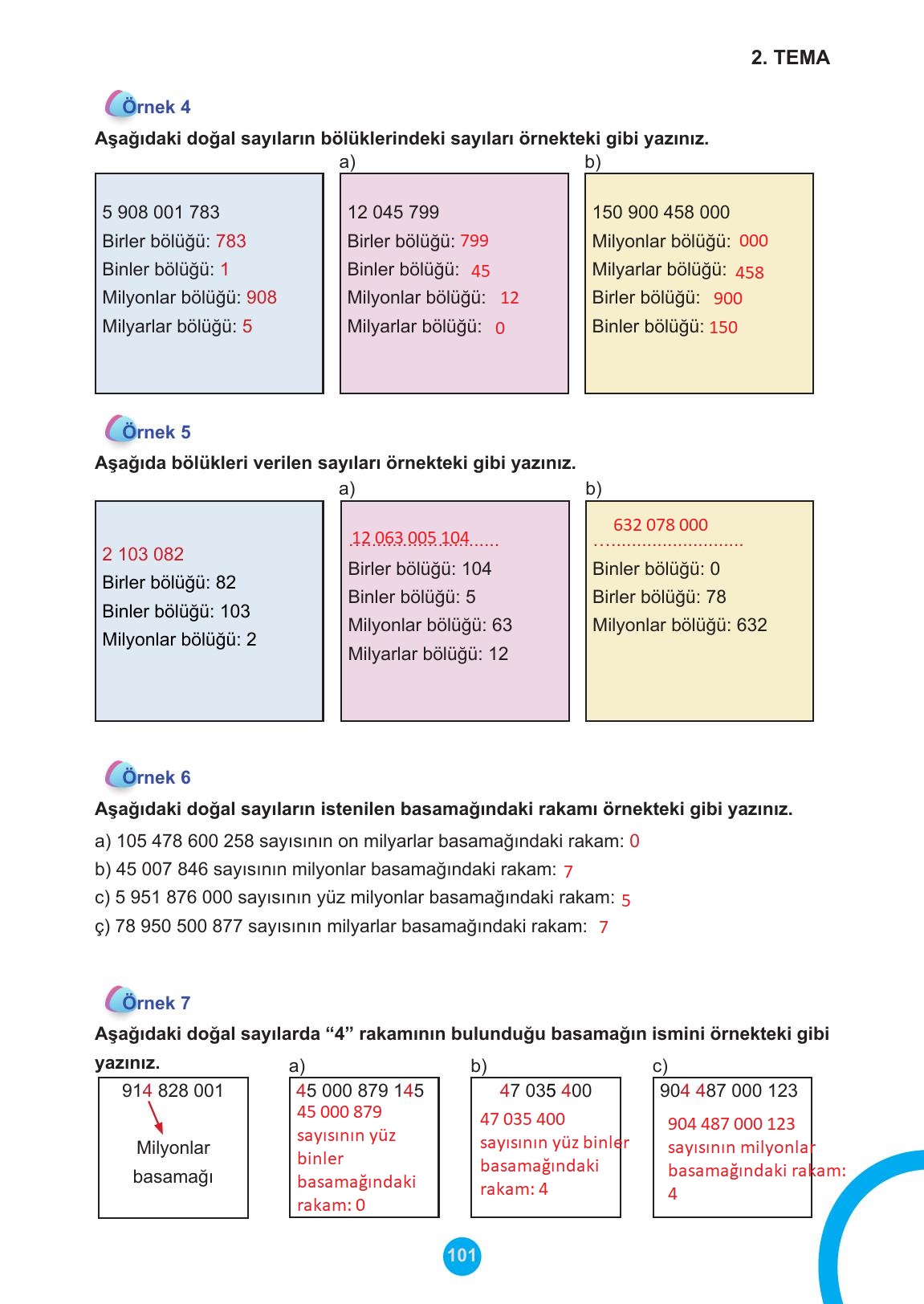 5. Sınıf Meb Yayınları Matematik Ders Kitabı 1. Kitap Sayfa 101 Cevapları