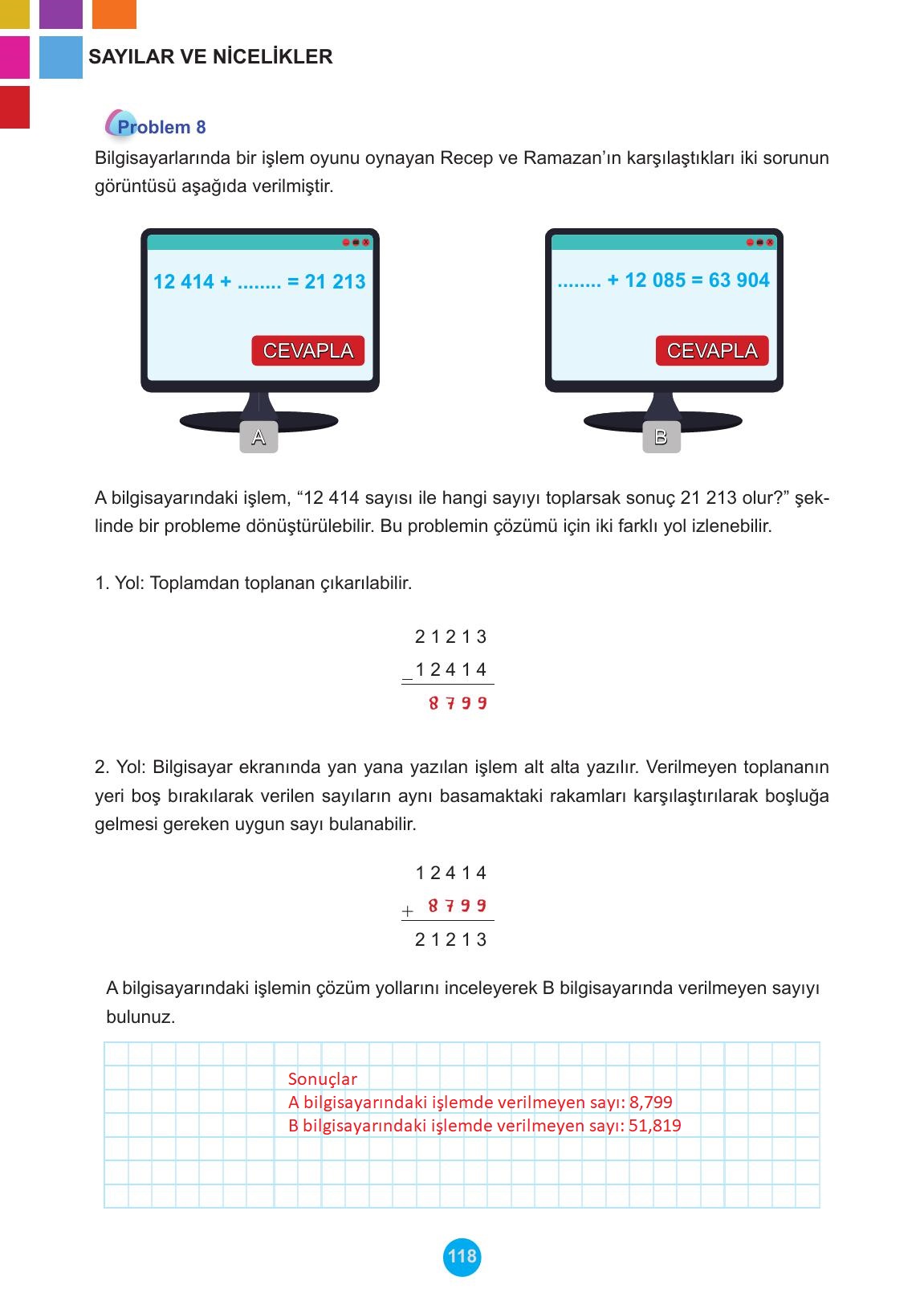5. Sınıf Meb Yayınları Matematik Ders Kitabı 1. Kitap Sayfa 118 Cevapları
