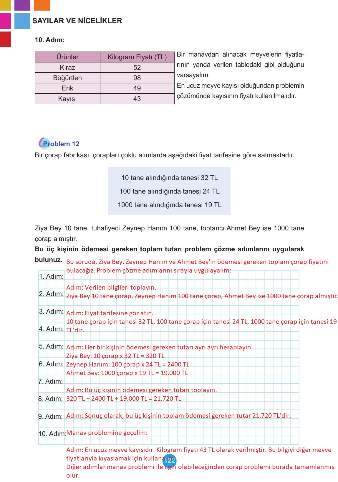 5. Sınıf Meb Yayınları Matematik Ders Kitabı 1. Kitap Sayfa 122 Cevapları