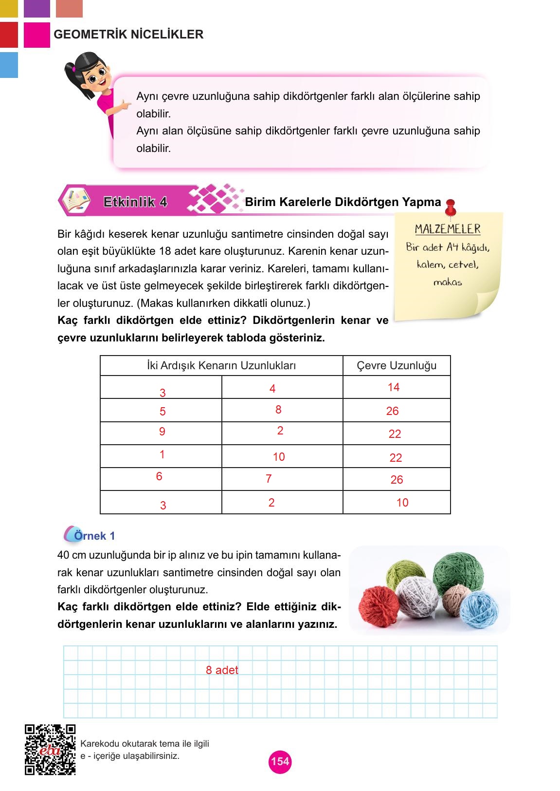 5. Sınıf Meb Yayınları Matematik Ders Kitabı 1. Kitap Sayfa 154 Cevapları