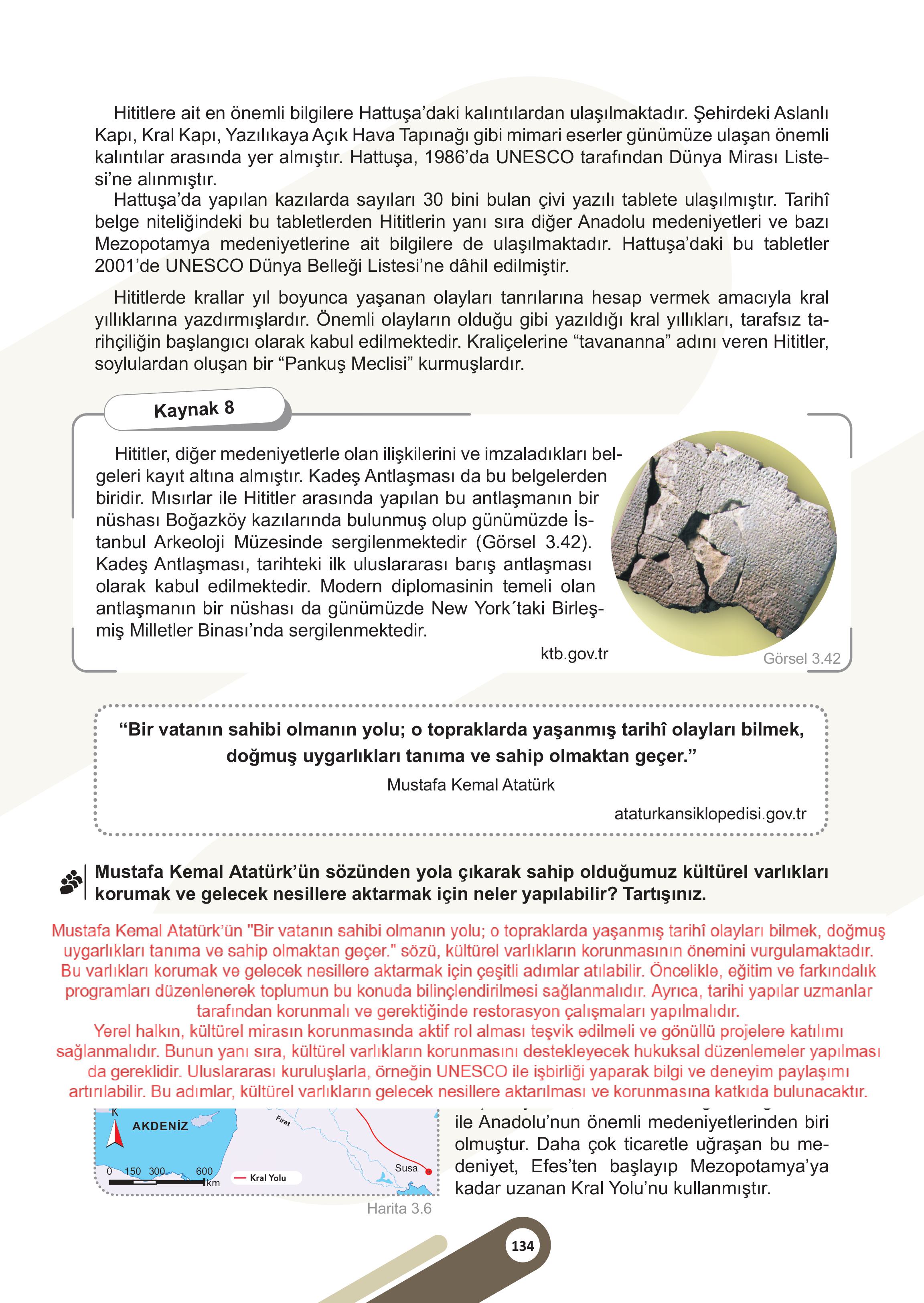 5. Sınıf Meb Yayınları Sosyal Bilgiler Ders Kitabı 1. Kitap Sayfa 134 Cevapları