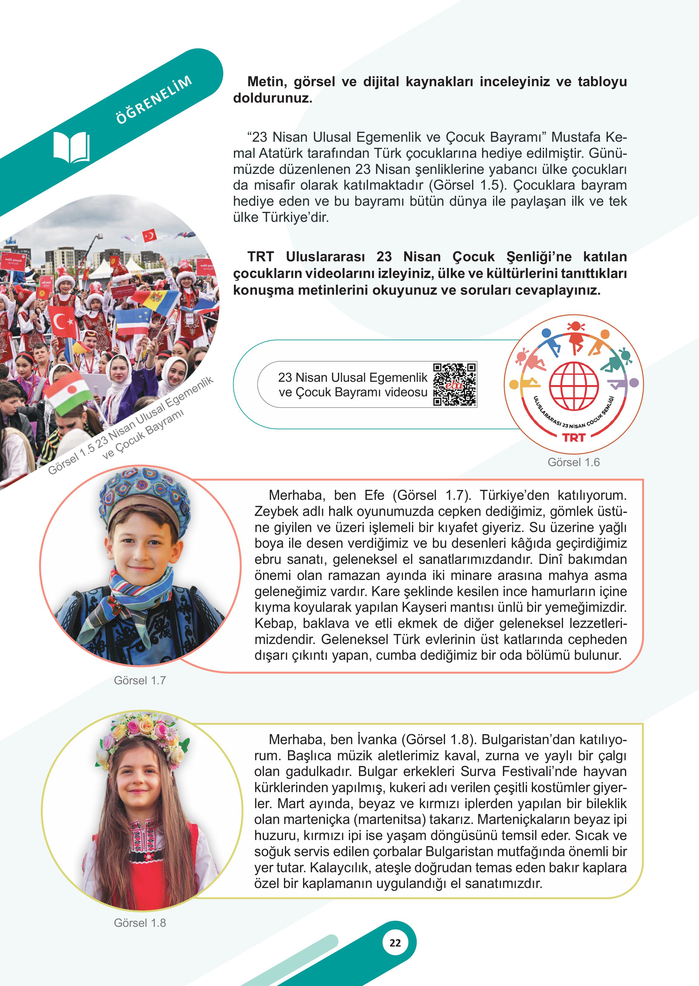 5. Sınıf Meb Yayınları Sosyal Bilgiler Ders Kitabı 1. Kitap Sayfa 22 Cevapları