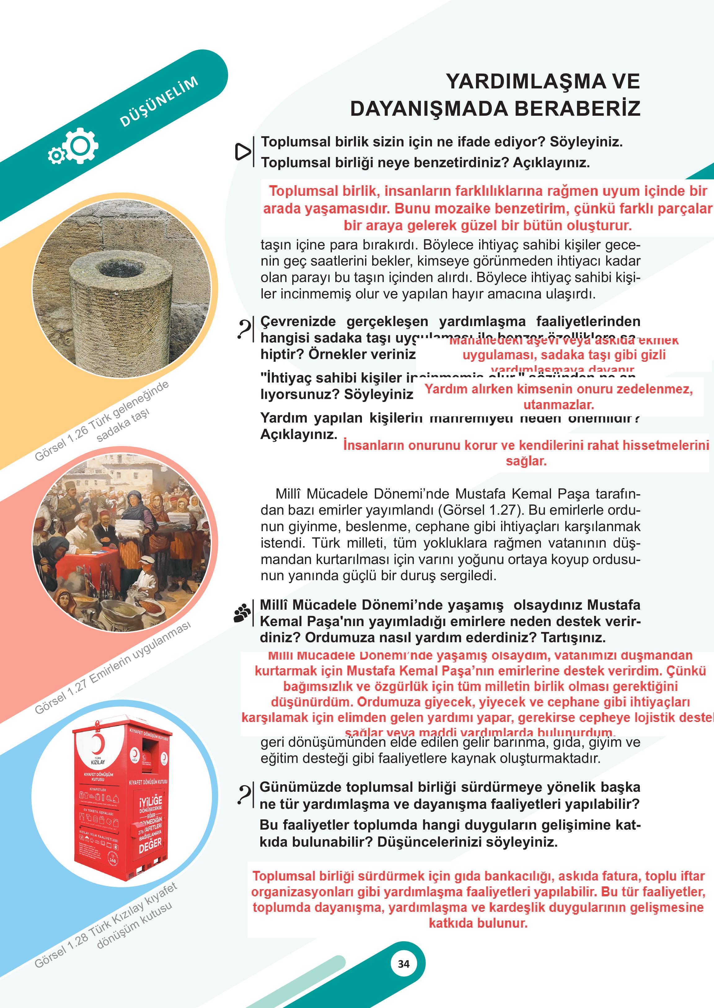 5. Sınıf Meb Yayınları Sosyal Bilgiler Ders Kitabı 1. Kitap Sayfa 34 Cevapları
